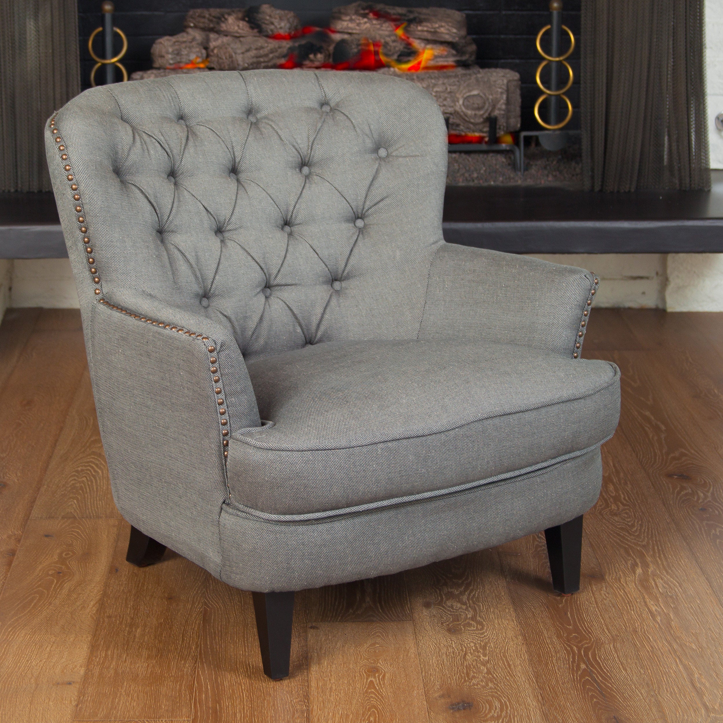 Alfred Button Tufted Fabric Club Chair - furnishings