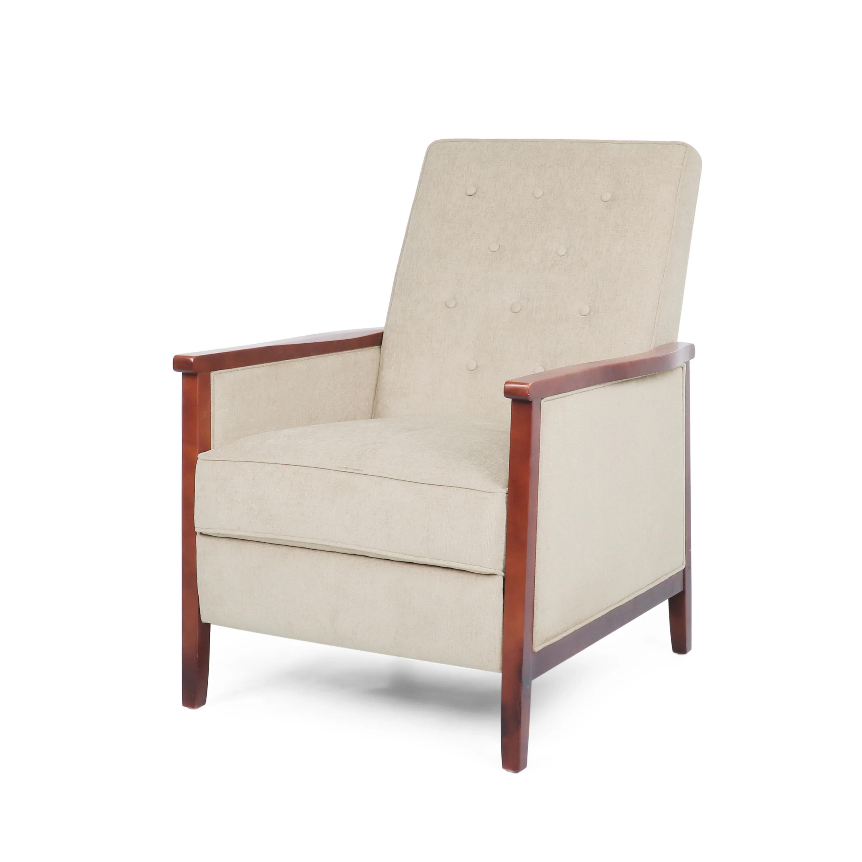 Albatros Mid Century Modern Fabric Tufted Wood Pushback Recliner - furnishings