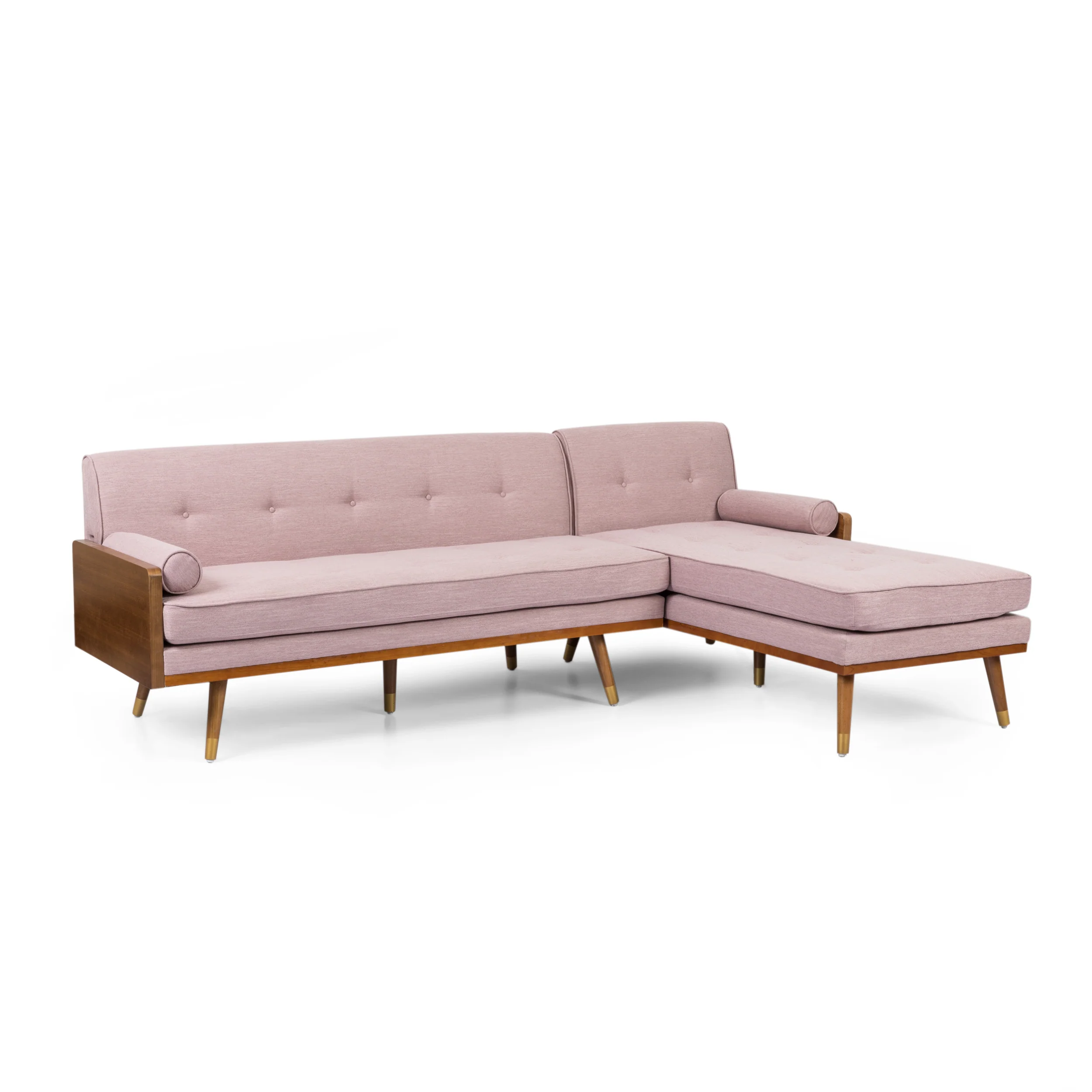 Yaretsi Mid-Century Modern Fabric Chaise Sectional - furnishings