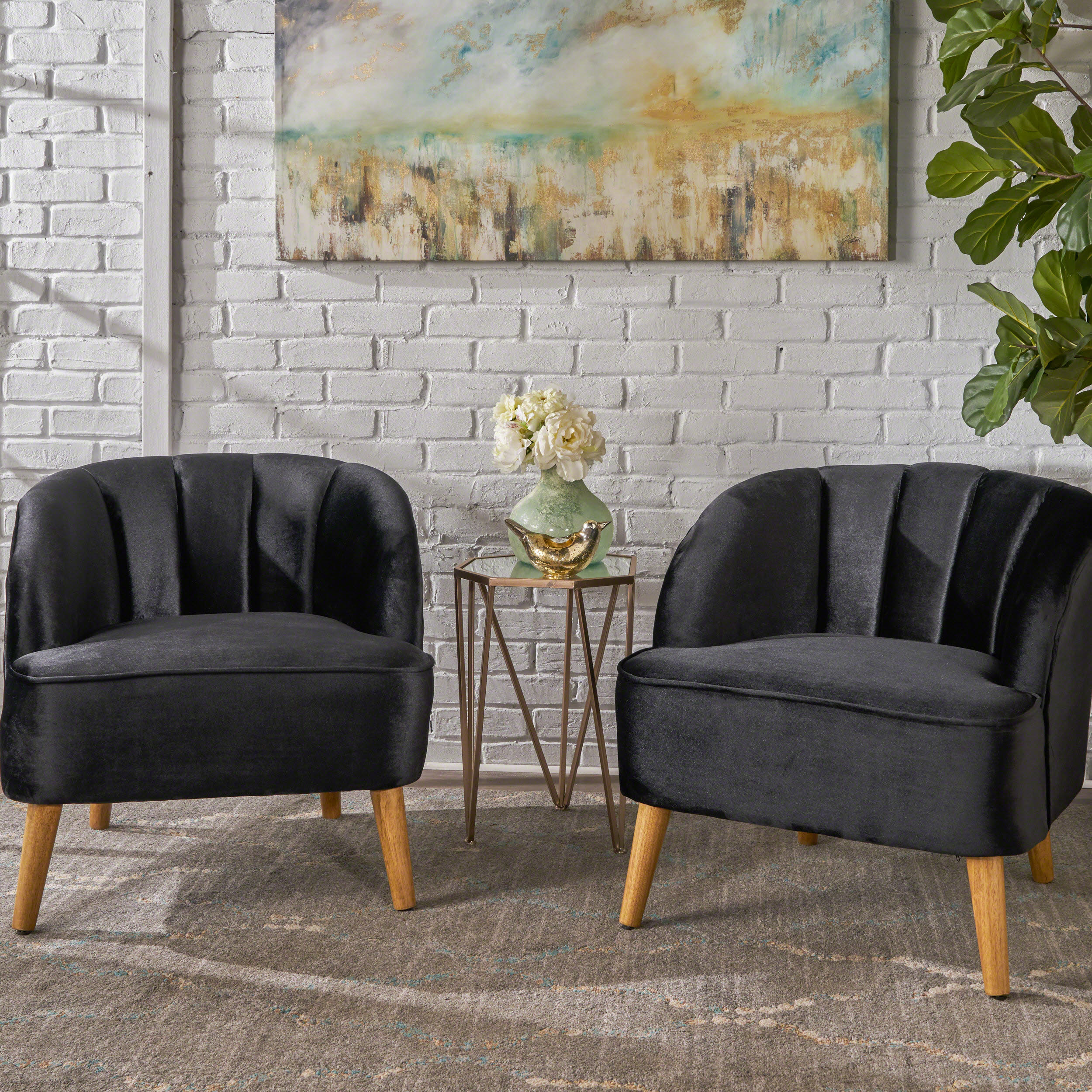 Scarlett Modern Velvet Accent Chair (Set of 2) - furnishings