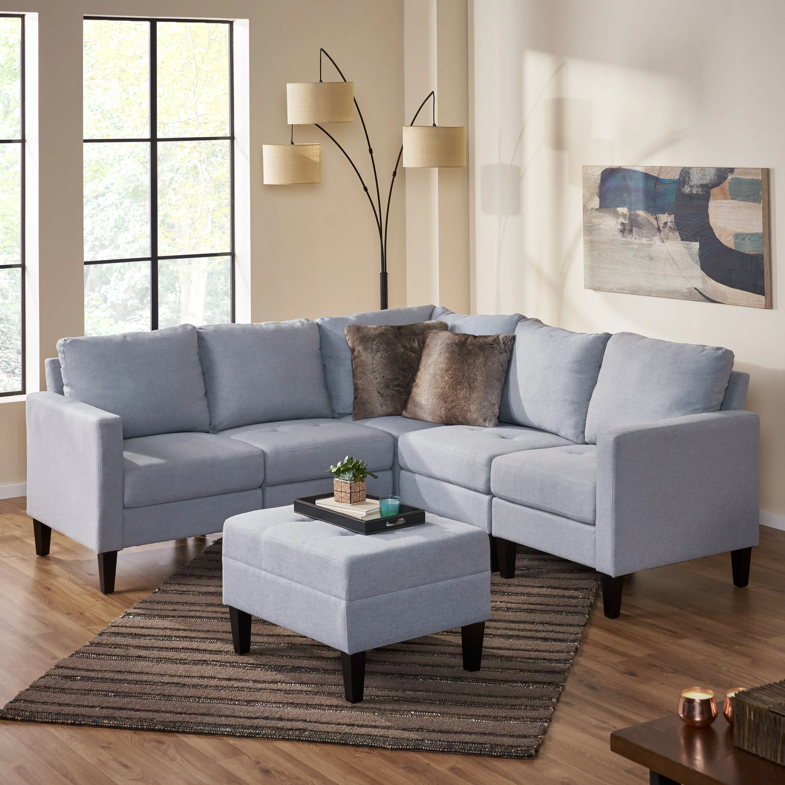 Bridger Fabric Sectional Couch with Ottoman - furnishings