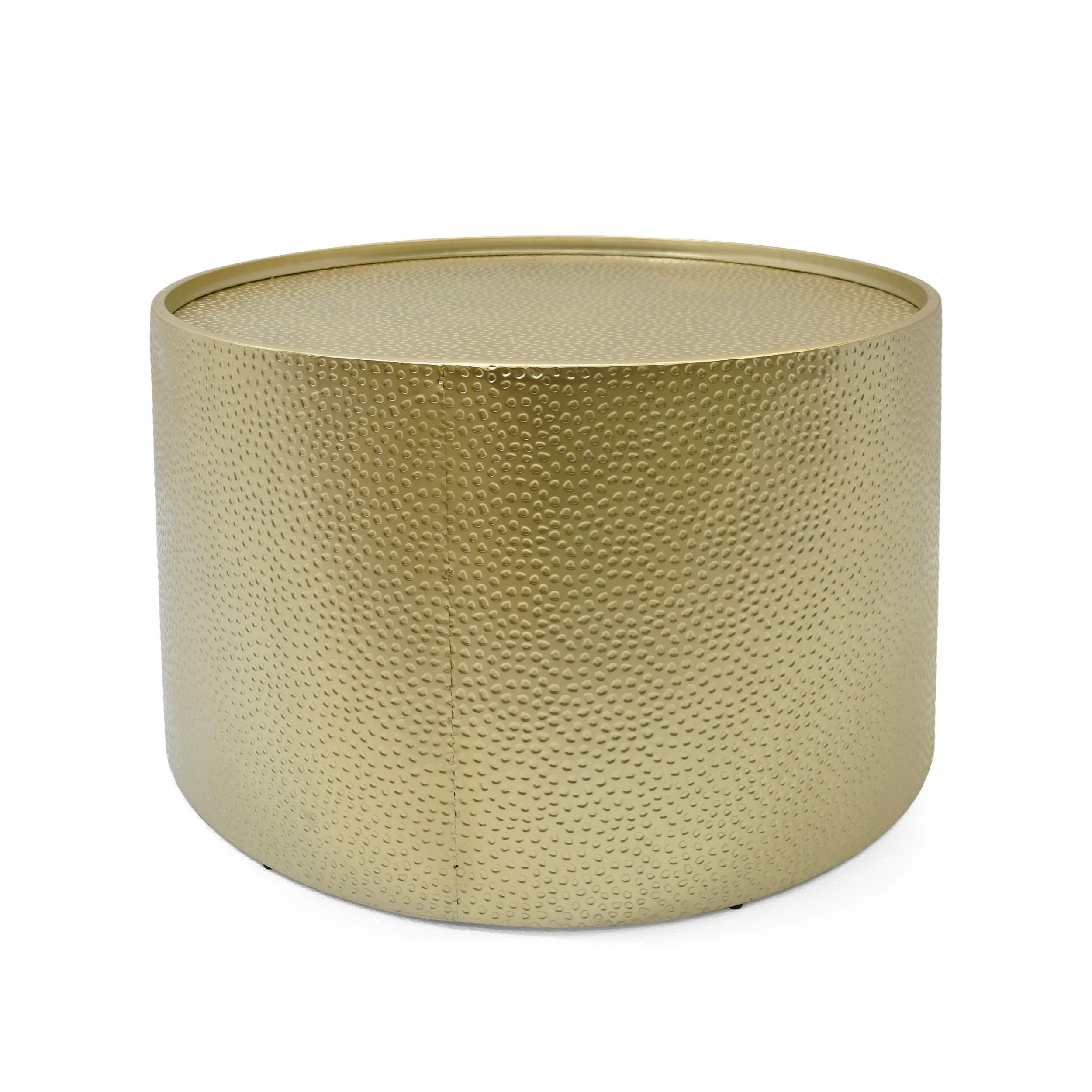 Rache Modern Round Coffee Table with Hammered Iron - furnishings