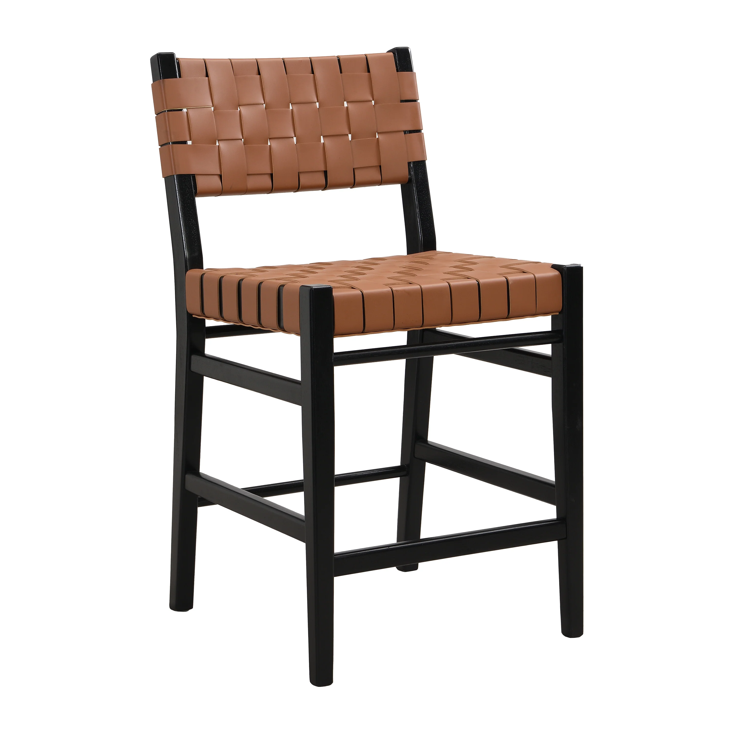 Zephyre Modern Black PU and Wood Counter Stools, Set of 2 - furnishings