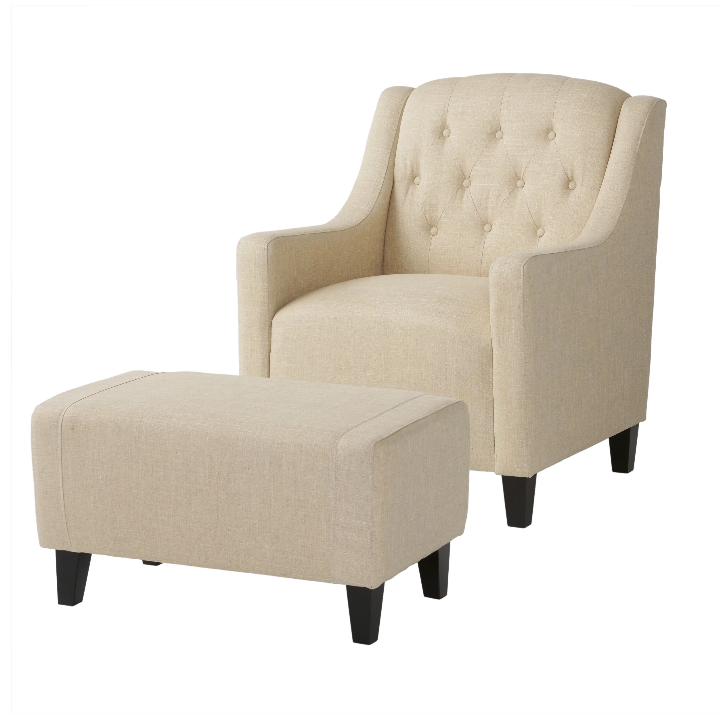 Empierre Beige Fabric Club Chair and Ottoman - furnishings