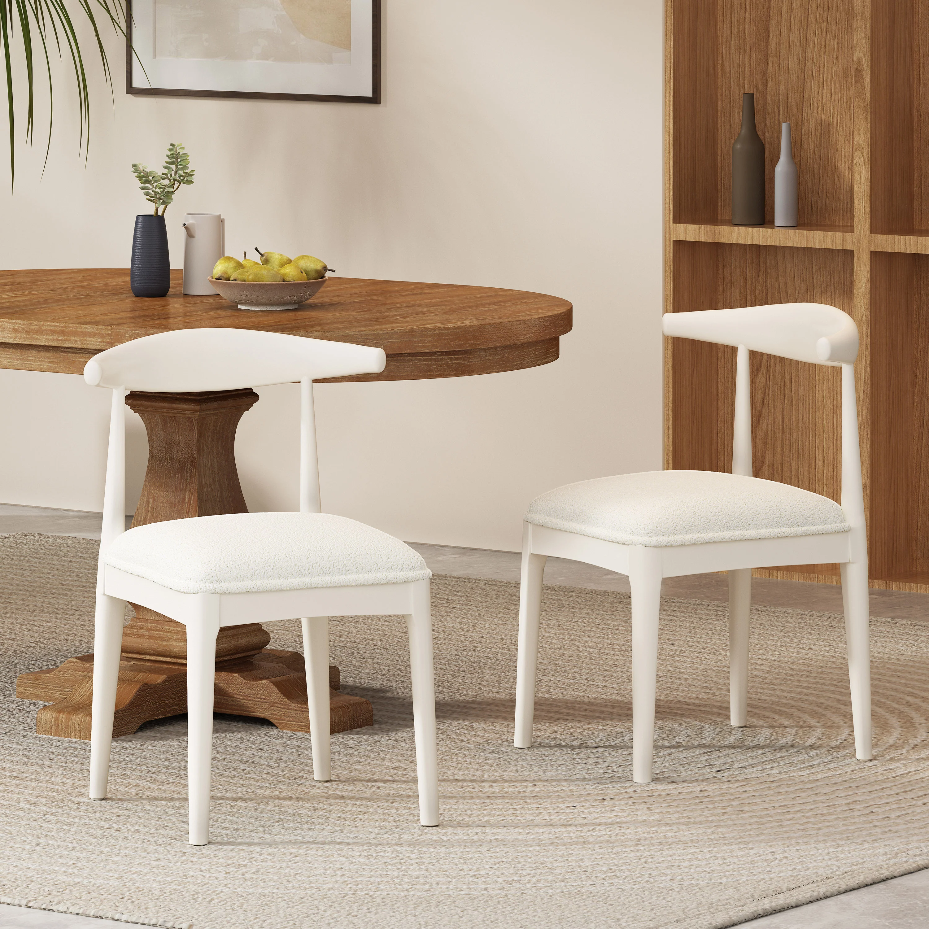 Covey Mid Century Modern Fabric Upholstered Wood Dining Chairs, Set of 2 - furnishings