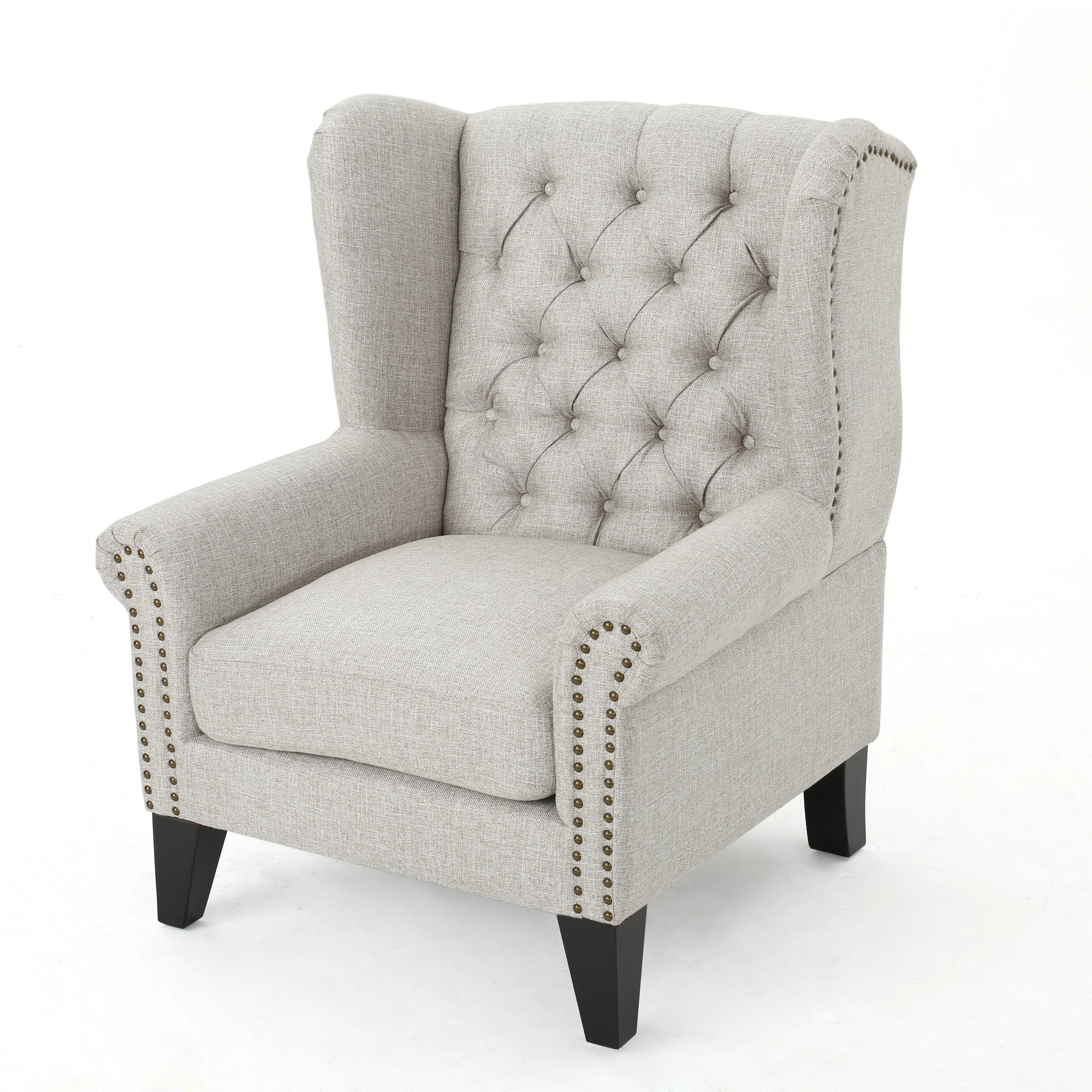 Lainie Traditional Tufted Winged Fabric Accent Chair - furnishings