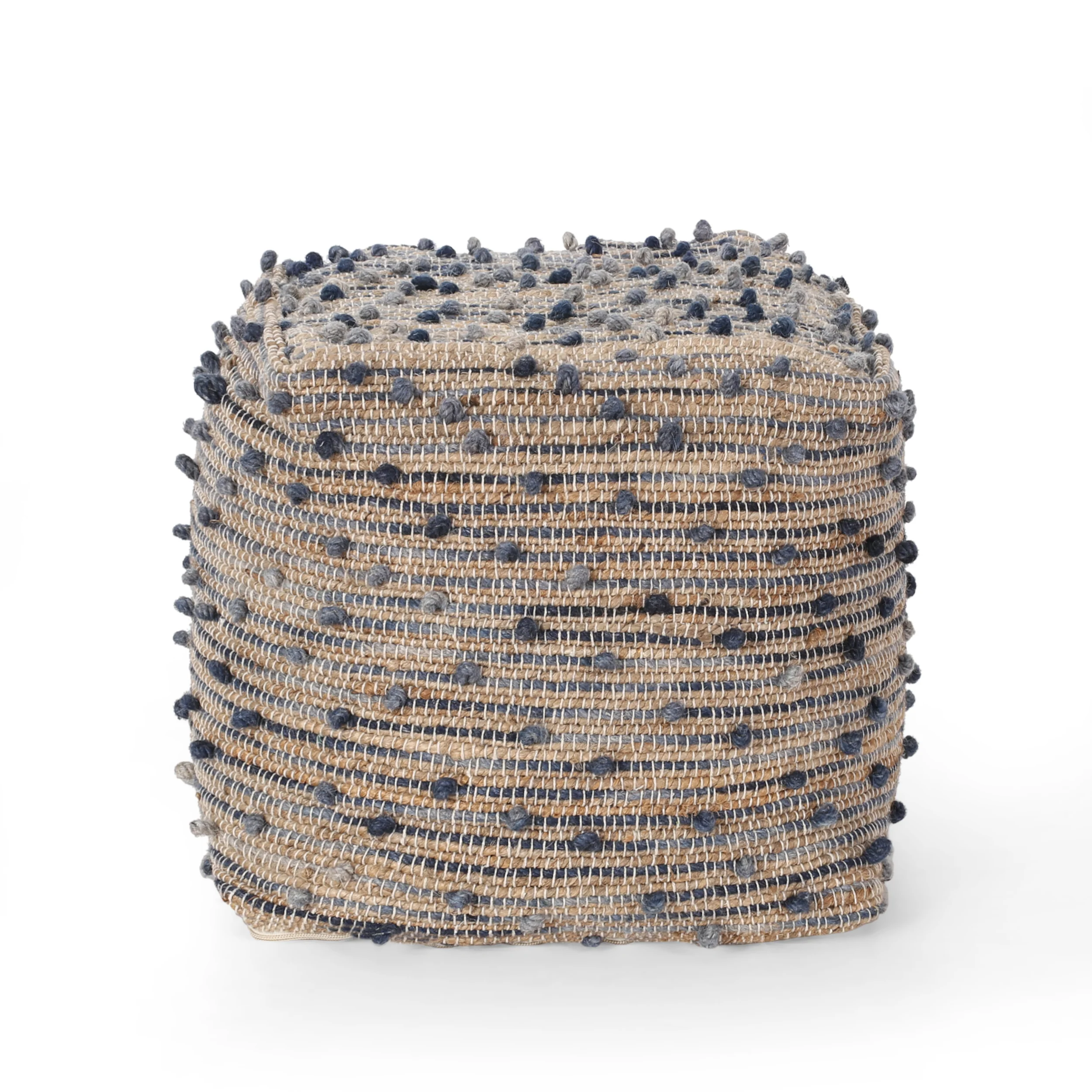 Rainy Boho Jute and Cotton Pouf - furnishings