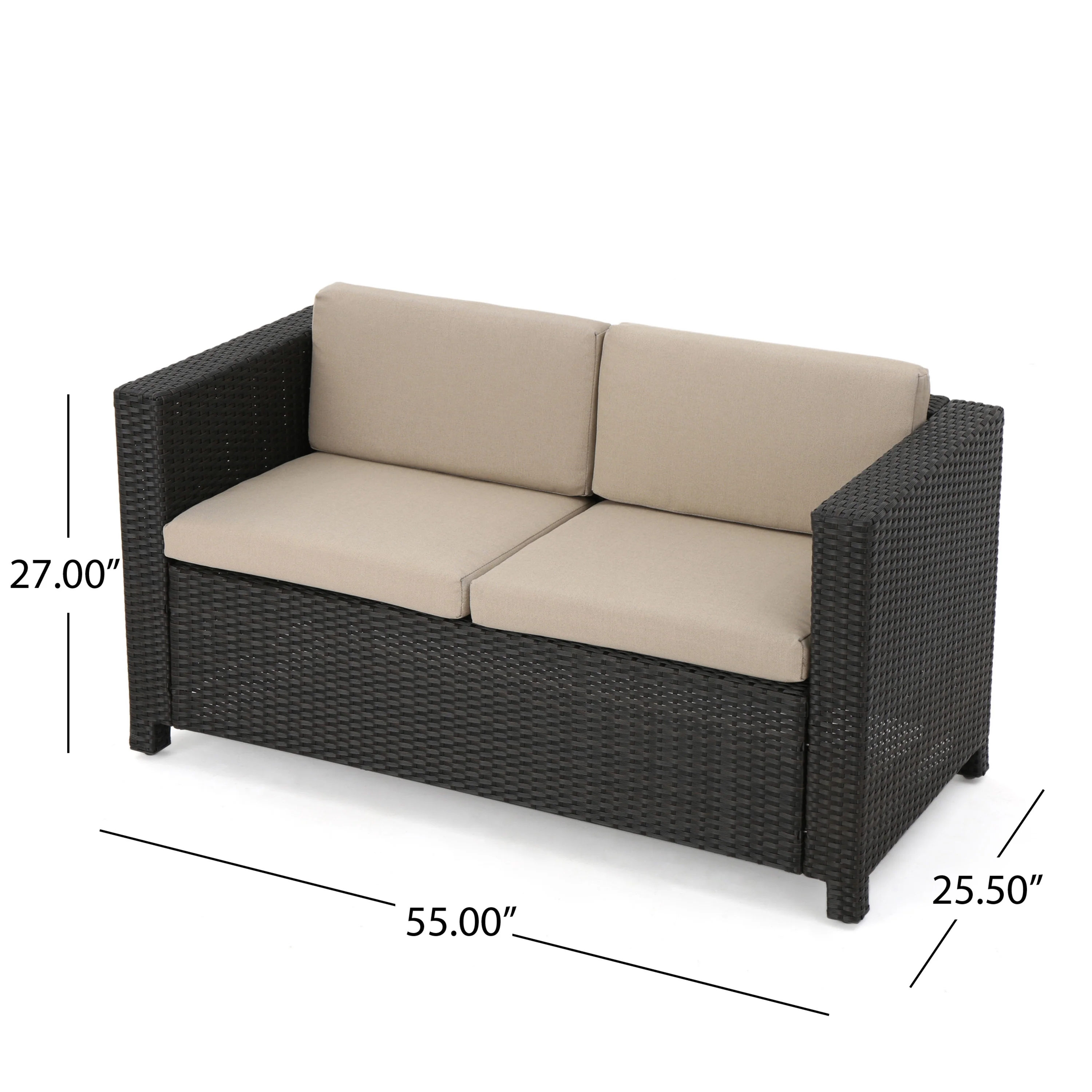 Venice Outdoor PE Wicker Love Seat - furnishings