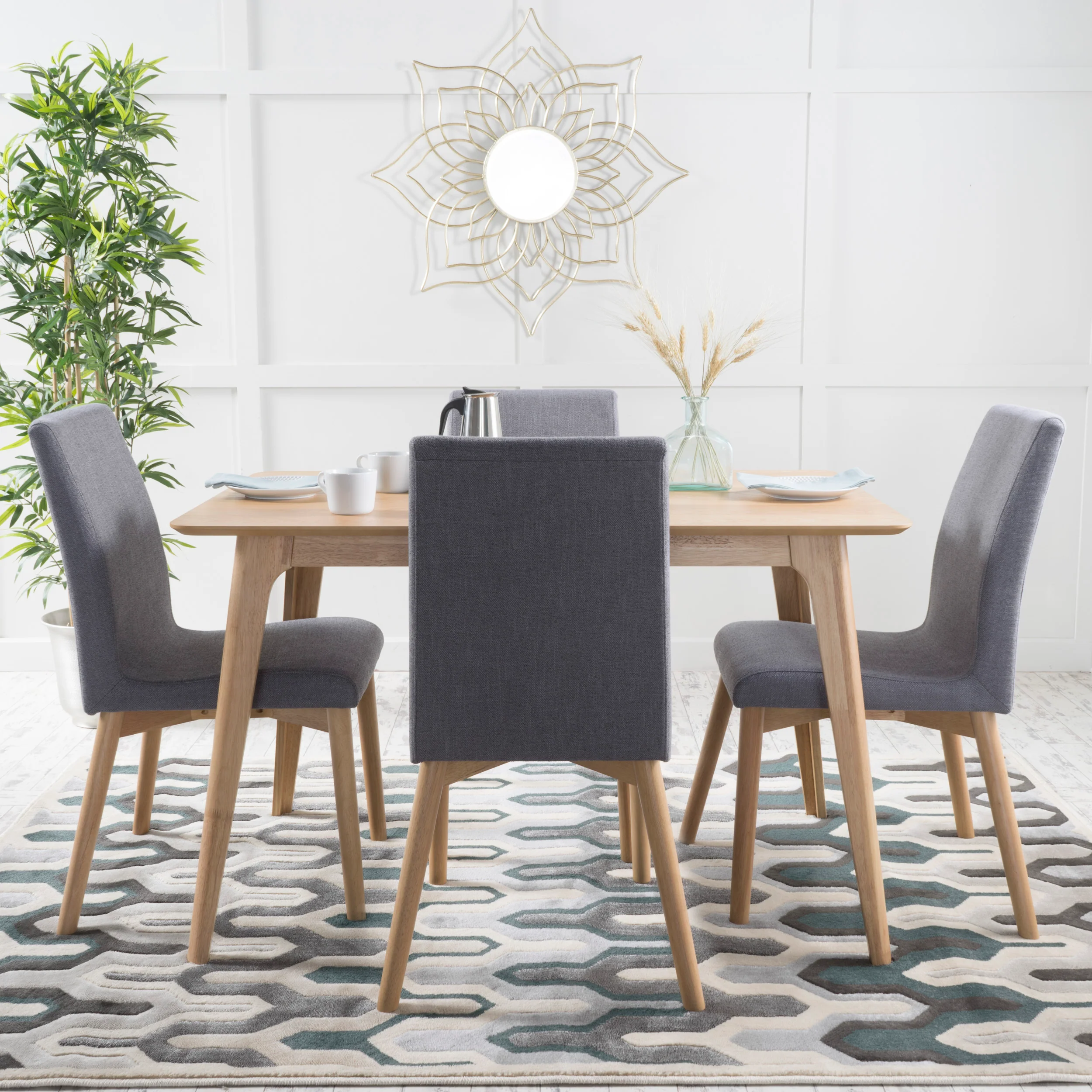 Katherine Mid Century Modern Fabric Upholstered 5 Piece Dining Set - furnishings