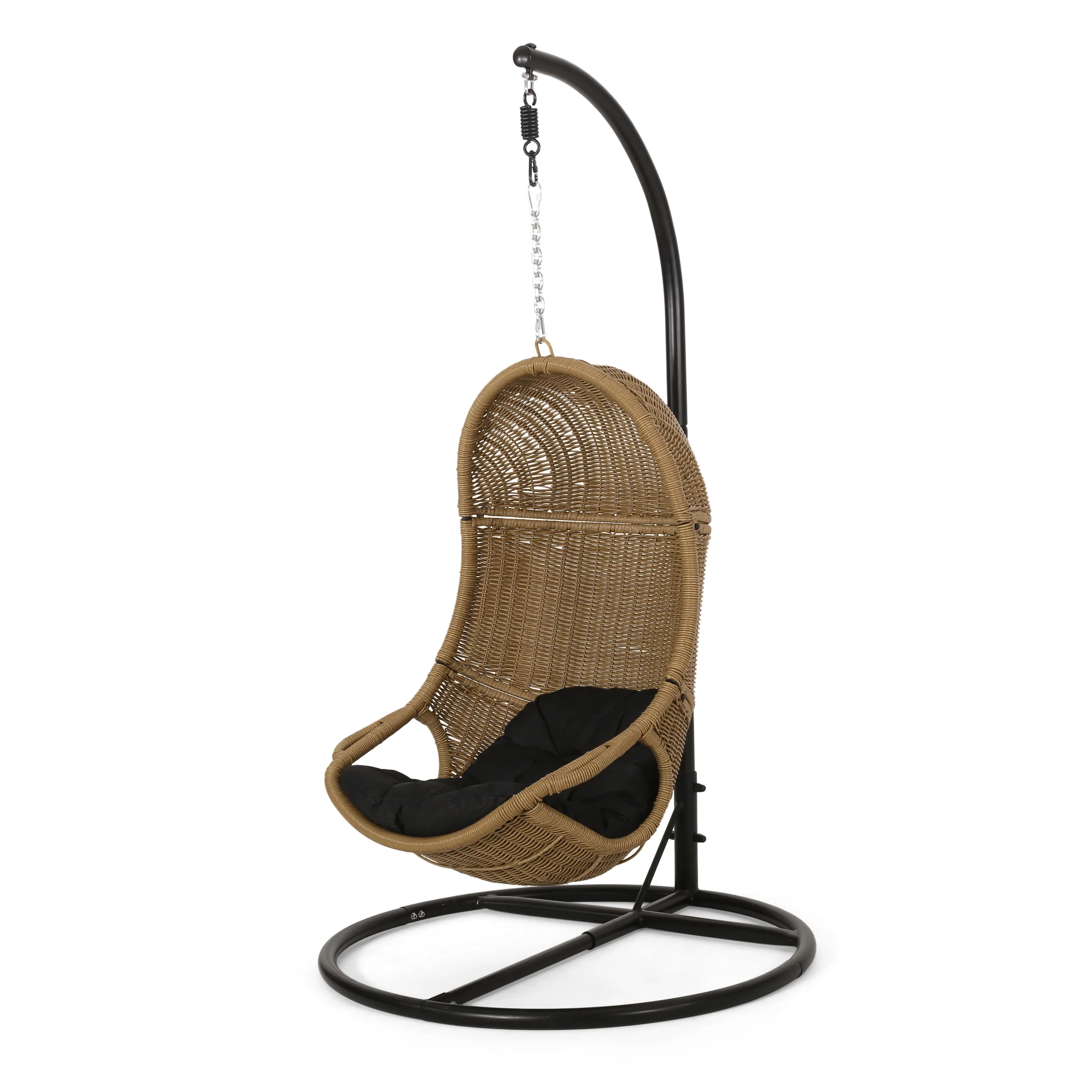 Yukon Outdoor Wicker Hanging Nest Chair with Stand - furnishings