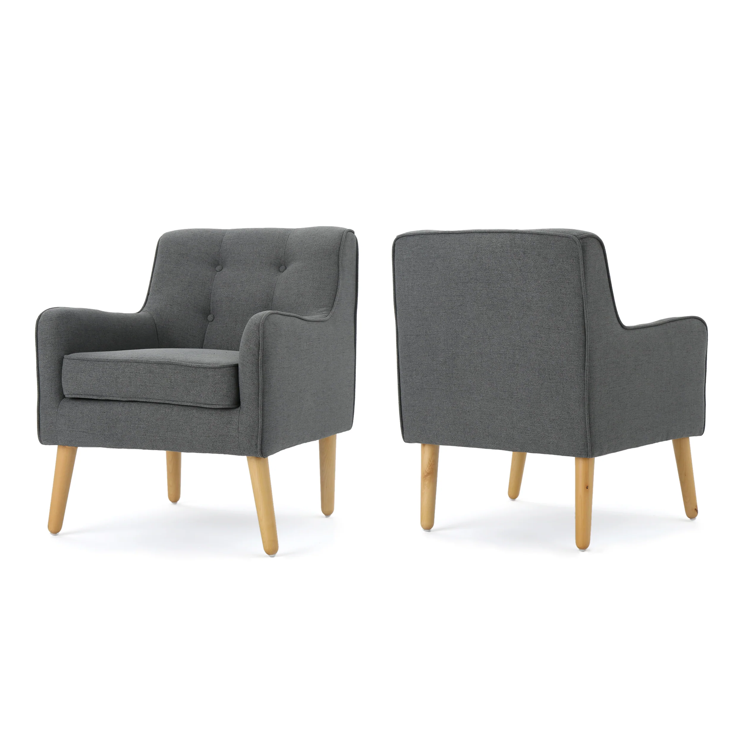 Fontinella Mid Century Tufted Back Fabric Arm Chair - furnishings