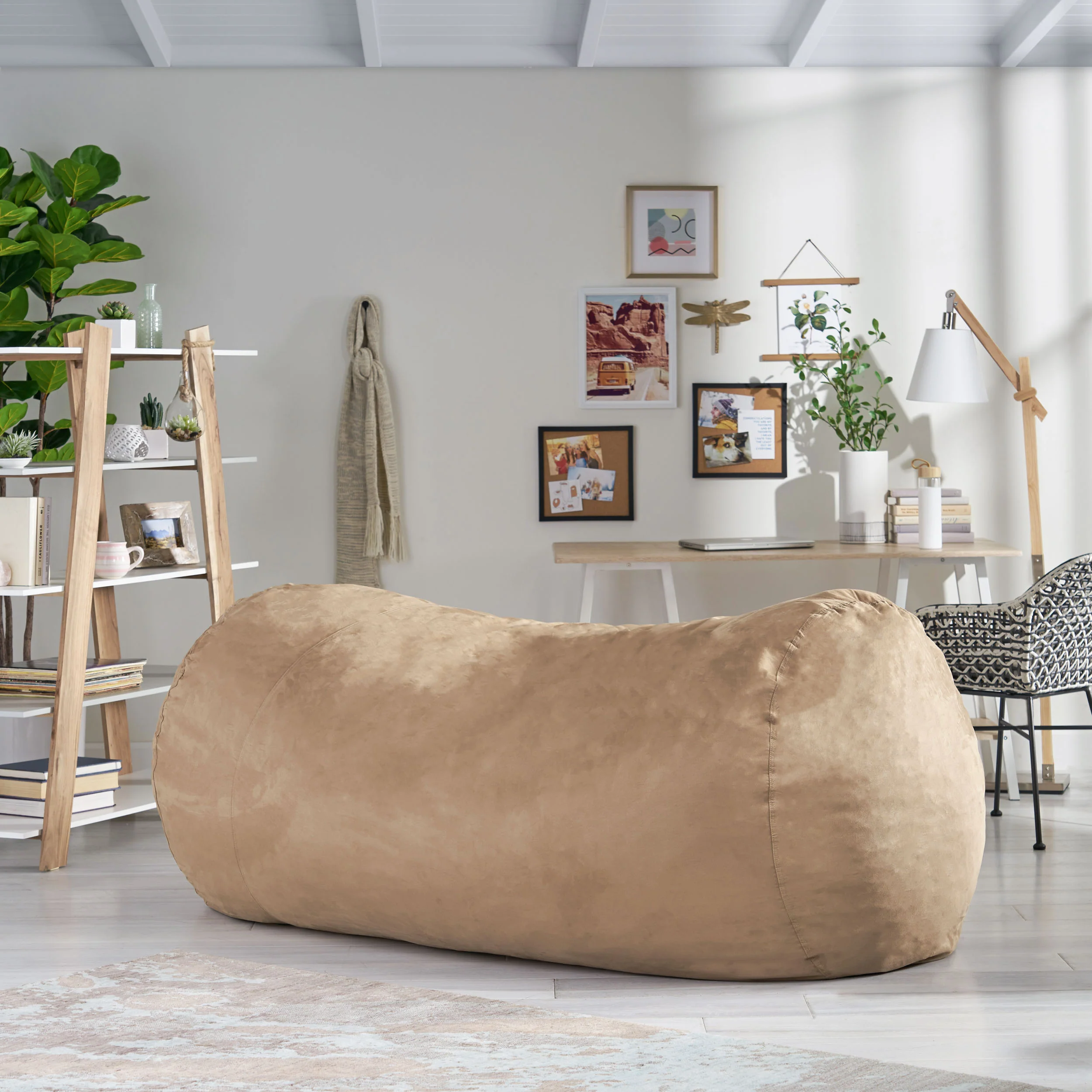 Tucker Modern 8 Foot Microfiber Pastel Bean Bag - furnishings