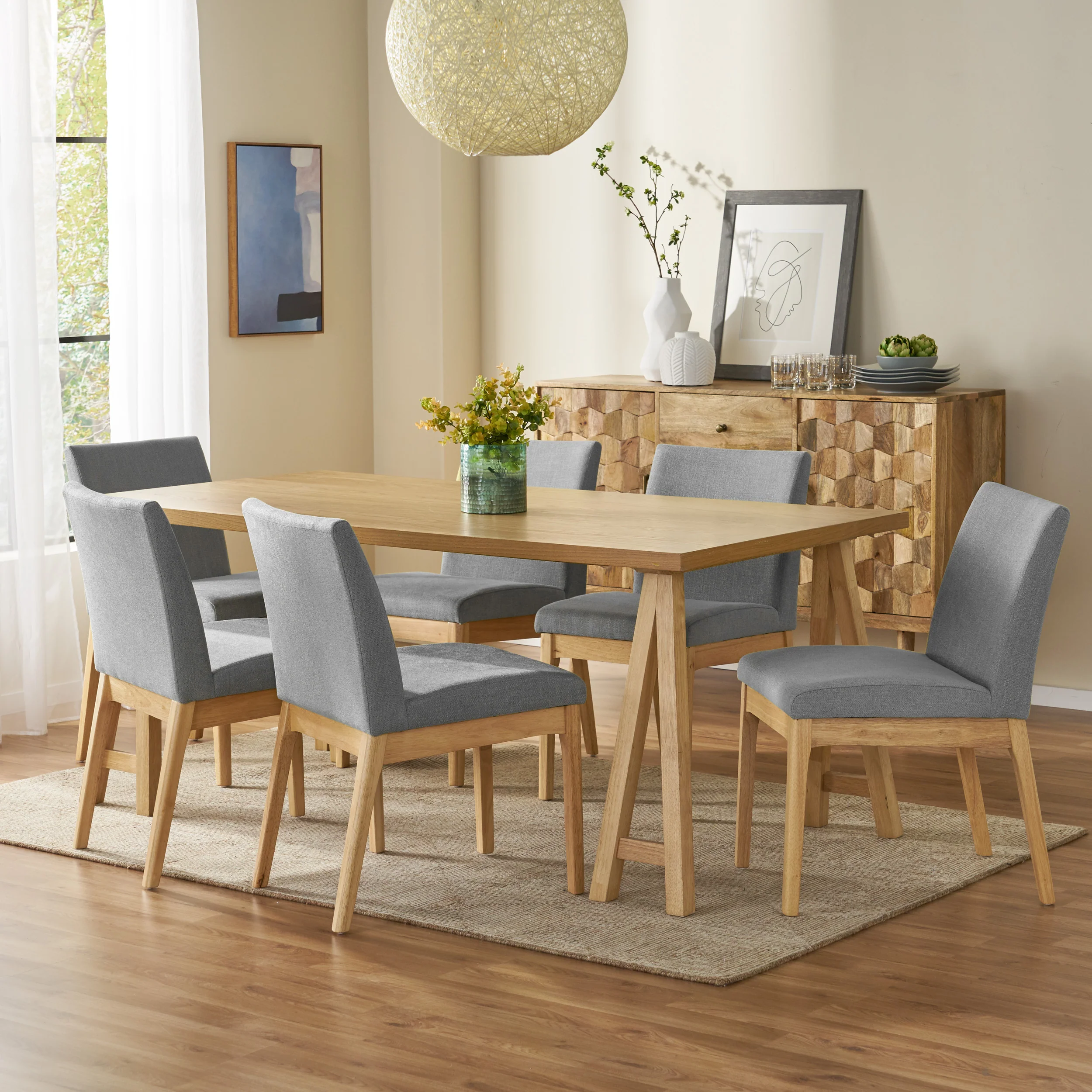 Elsinore Mid-Century Modern 7 Piece Dining Set - furnishings