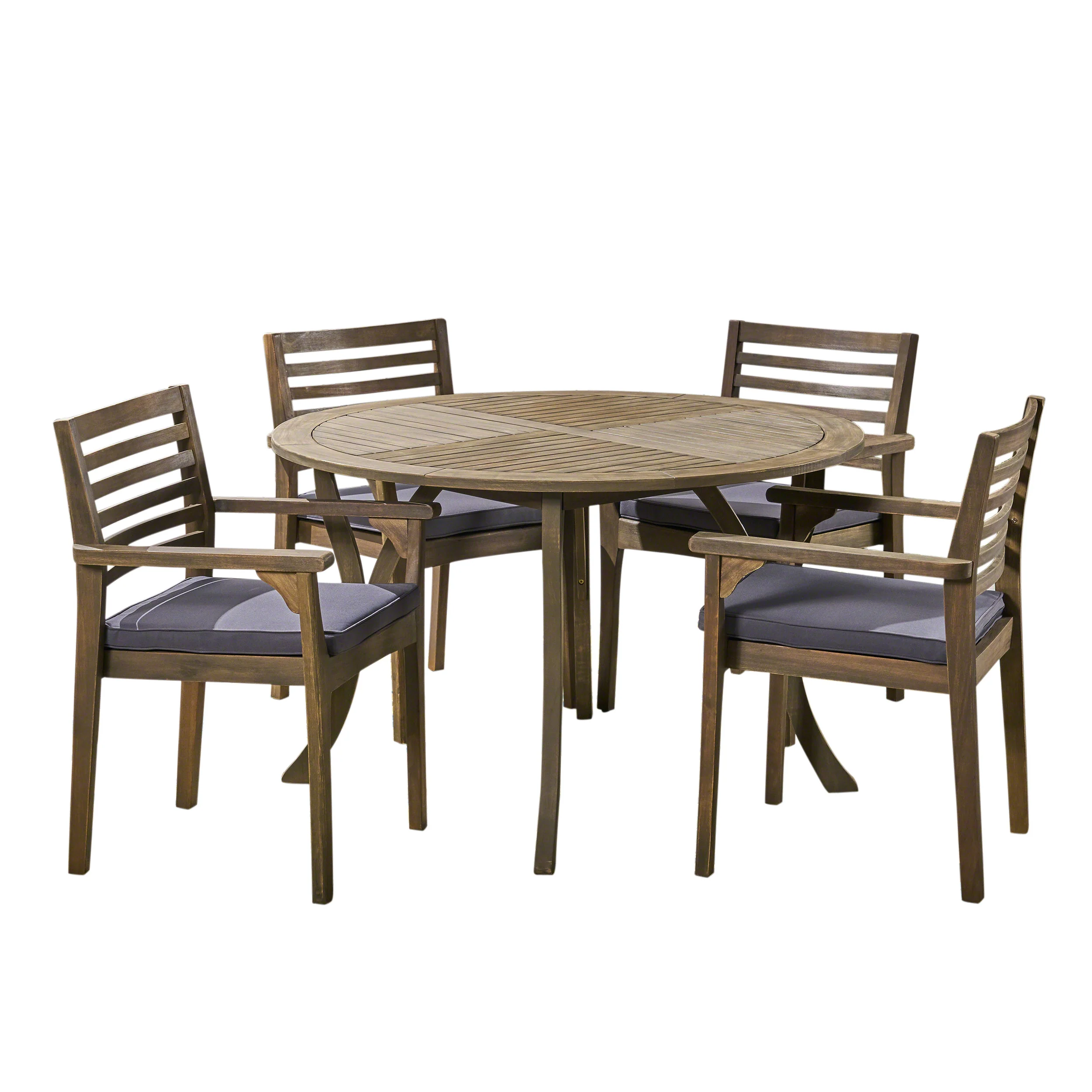 Phoenix Outdoor Acacia 4-Seater Dining Set with Cushions and 47