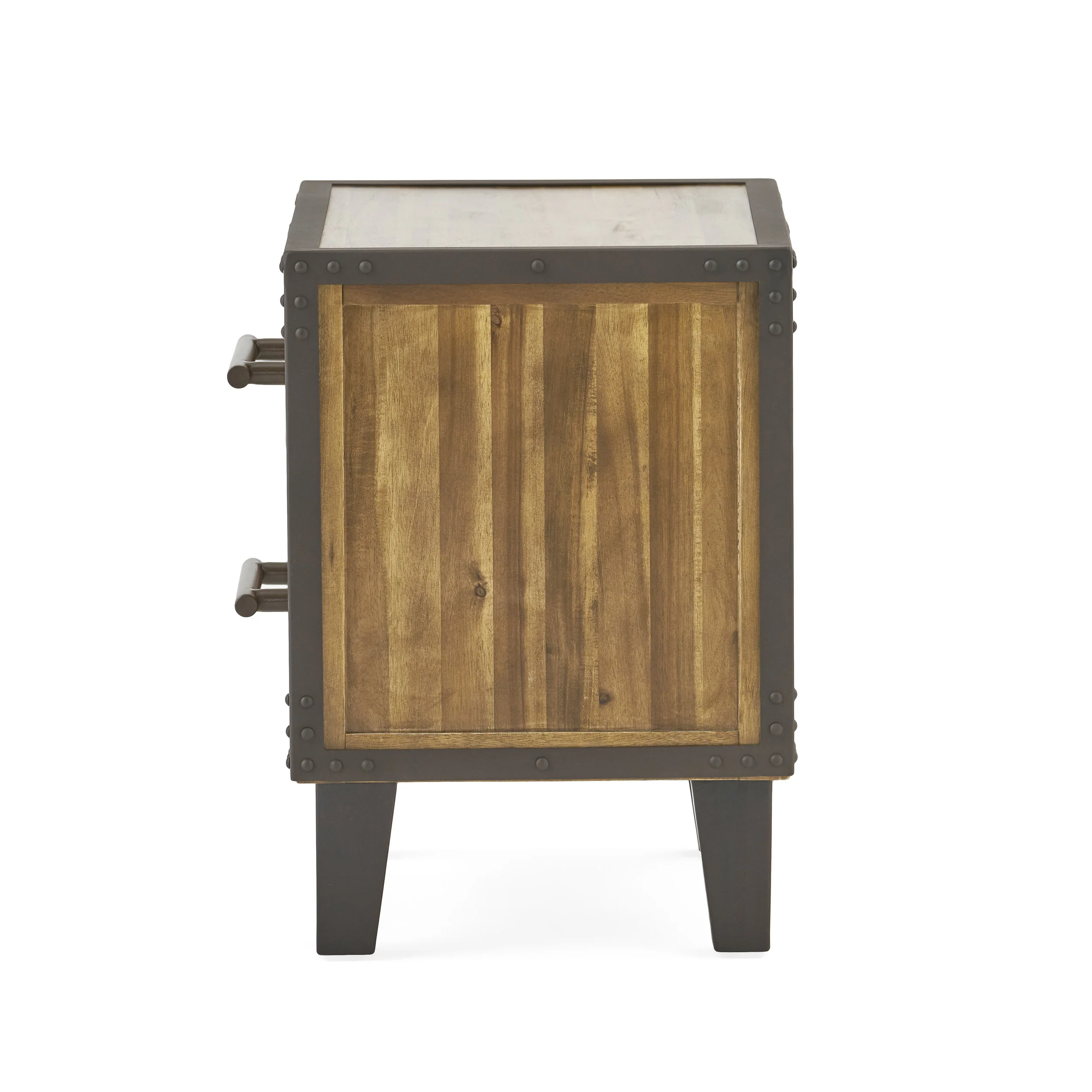 Ashlar Industrial Two-Drawer Natural Finish Acacia Wood Night Stand - furnishings