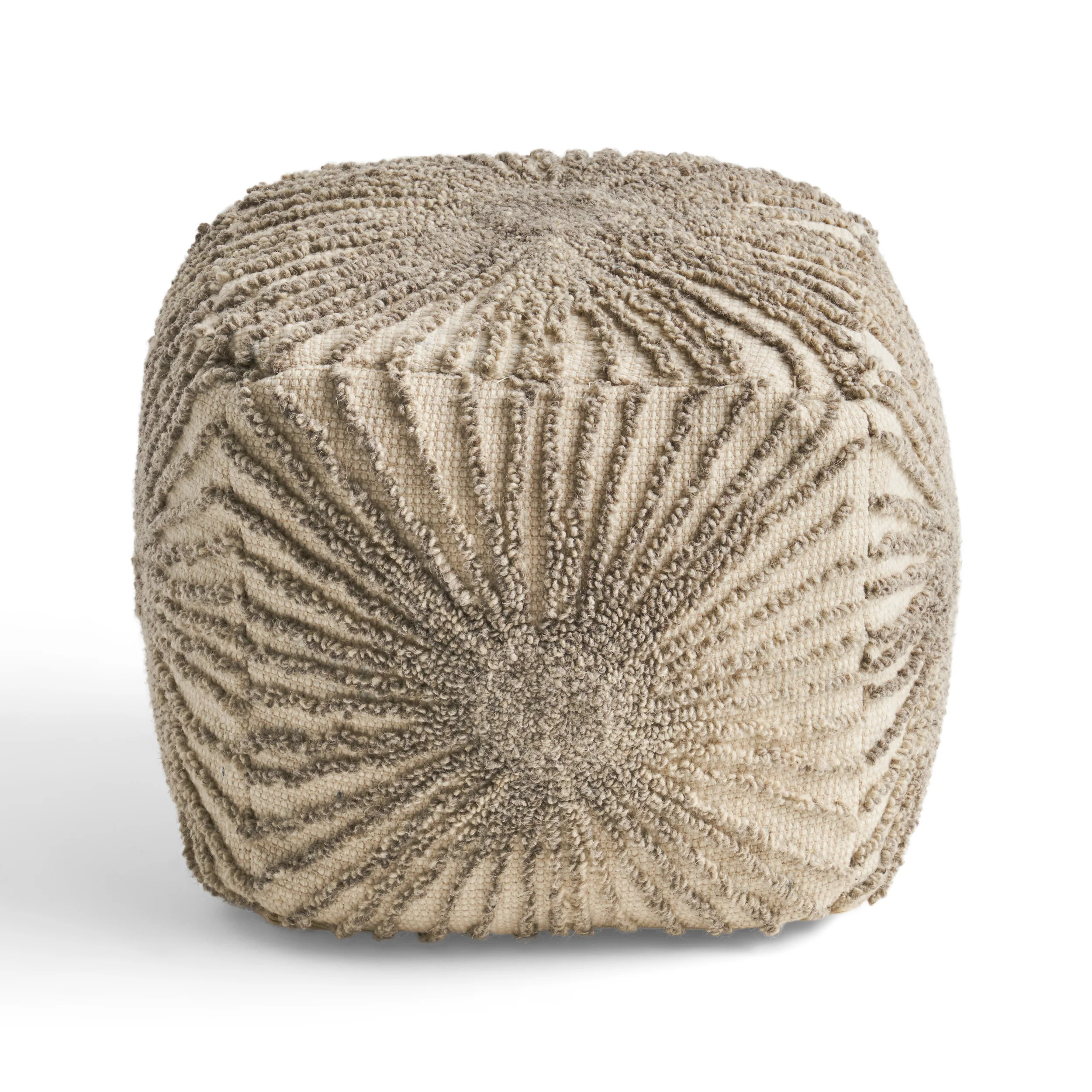 Amyri Boho Wool and Cotton Ottoman Pouf - furnishings