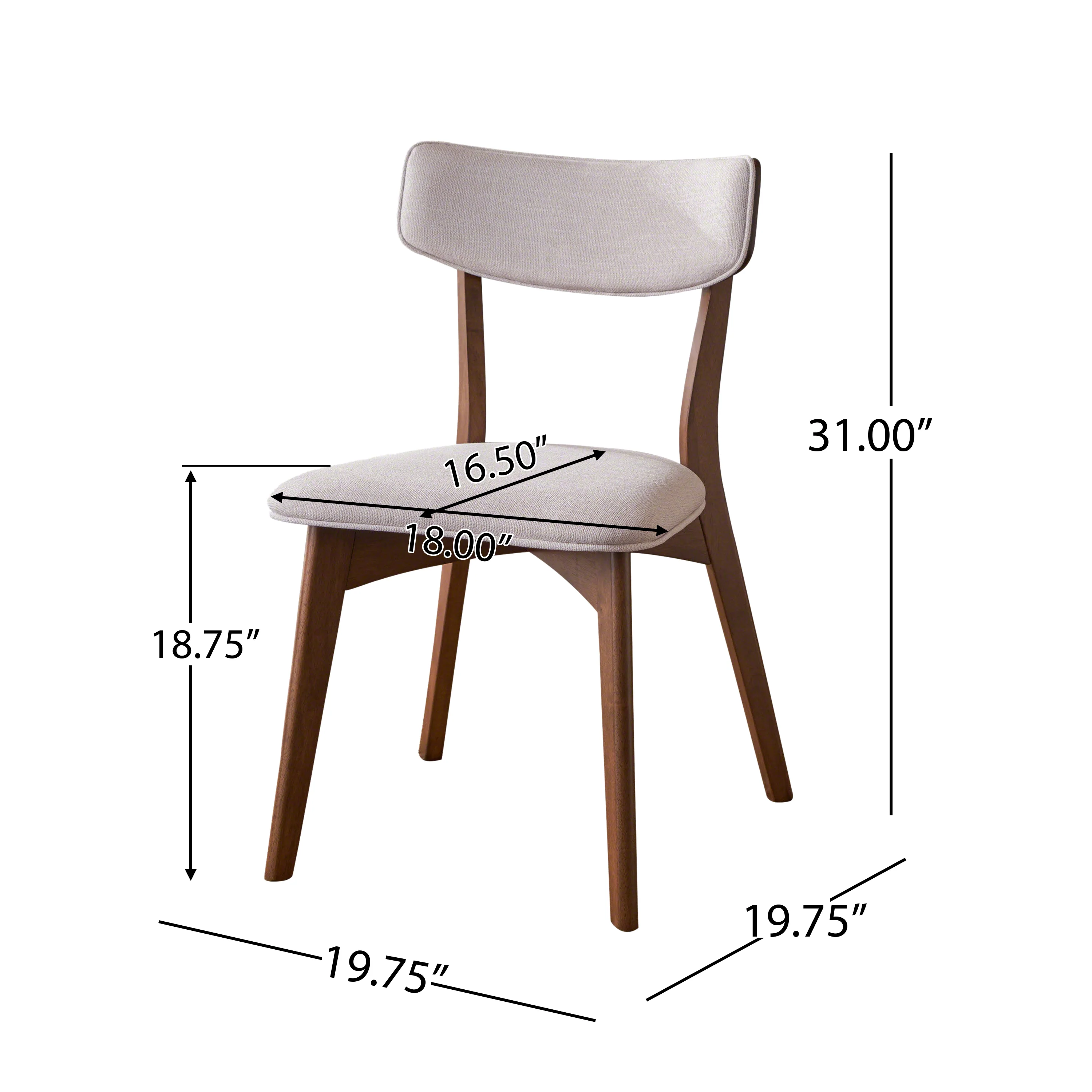 Turat Mid-Century Walnut Finished Frame Dining Chairs (Set of 2) - furnishings