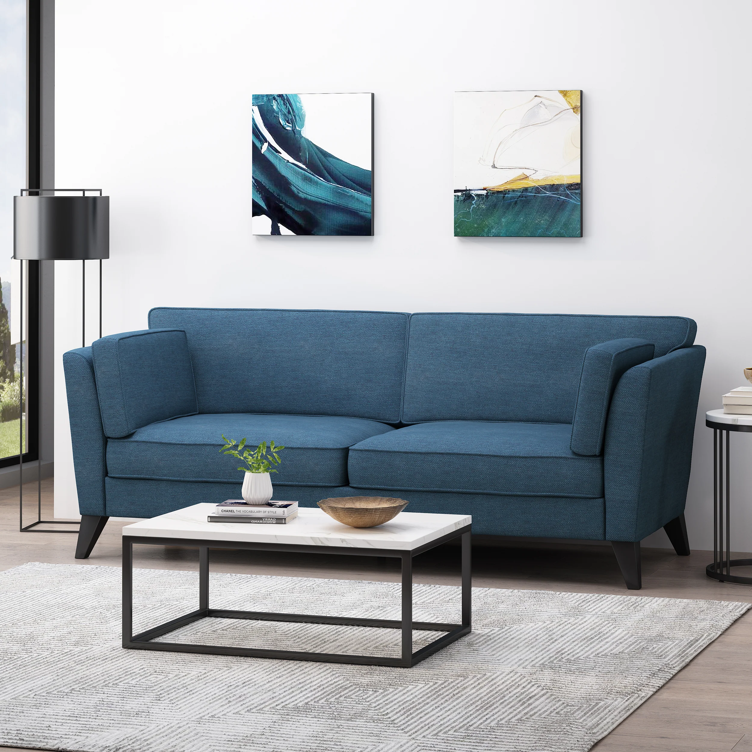Sabirin Contemporary 3 Seater Fabric Sofa - furnishings