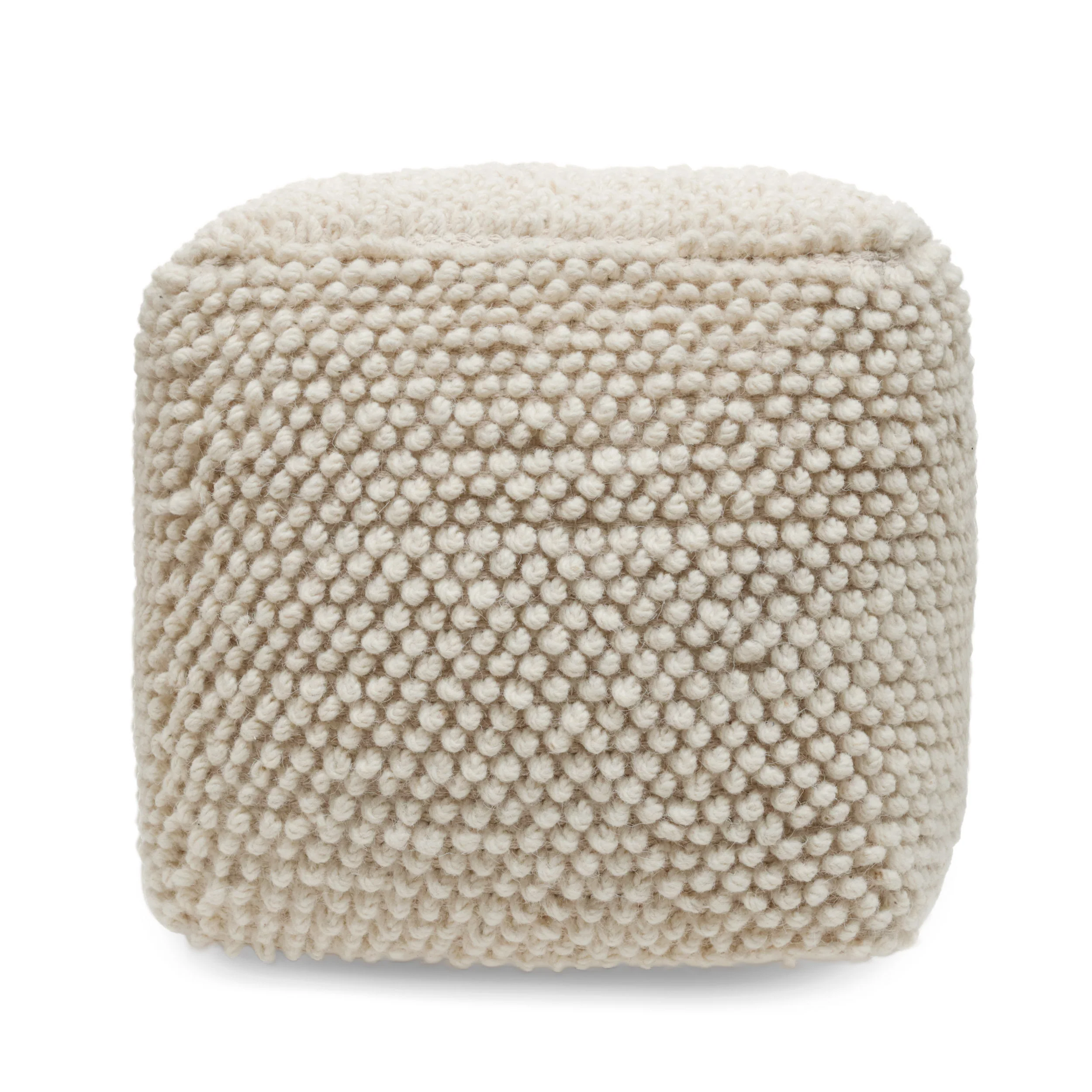 Devries Boho Handcrafted Tufted Fabric Cube Pouf - furnishings