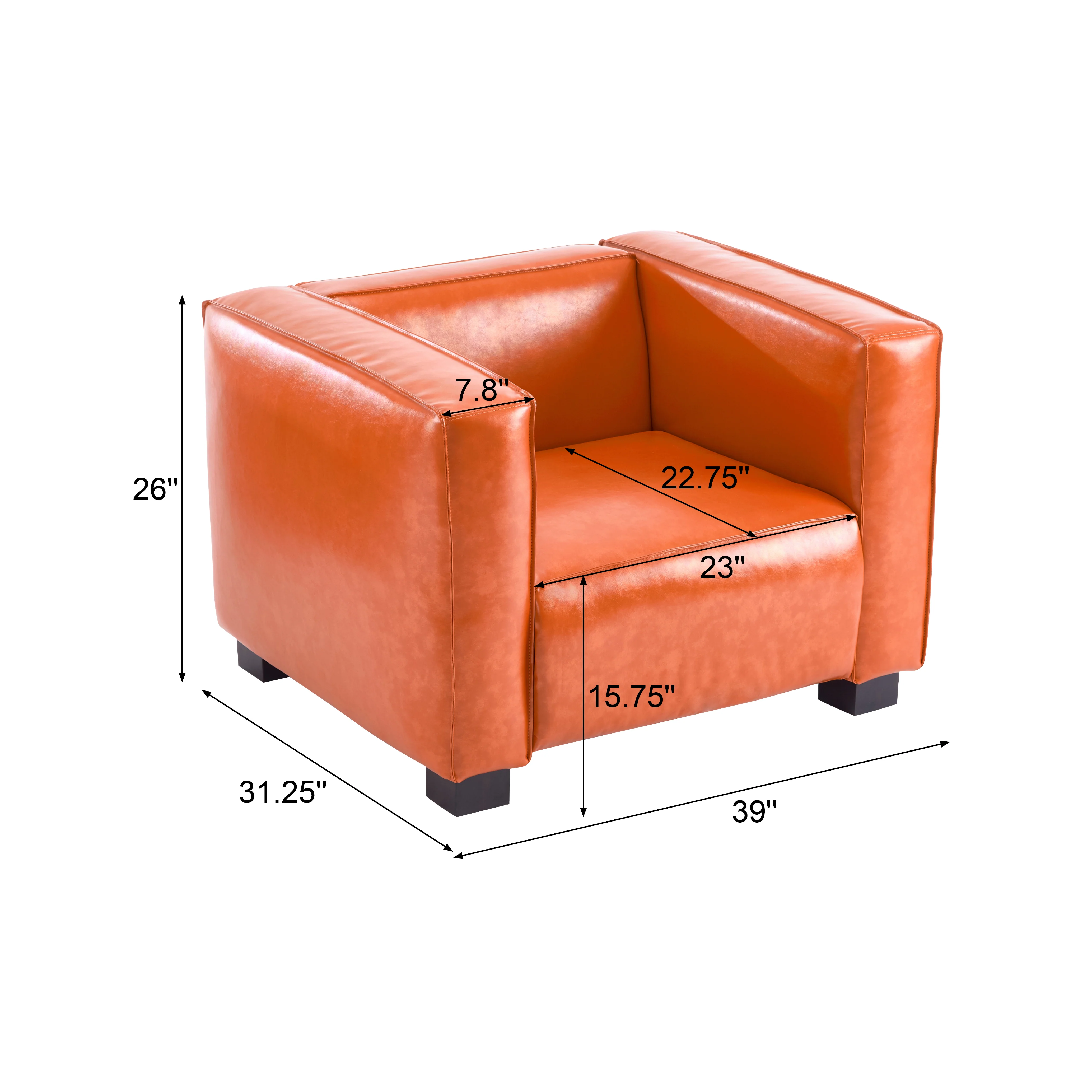 Minkler Orange Faux Leather Arm Chair - furnishings