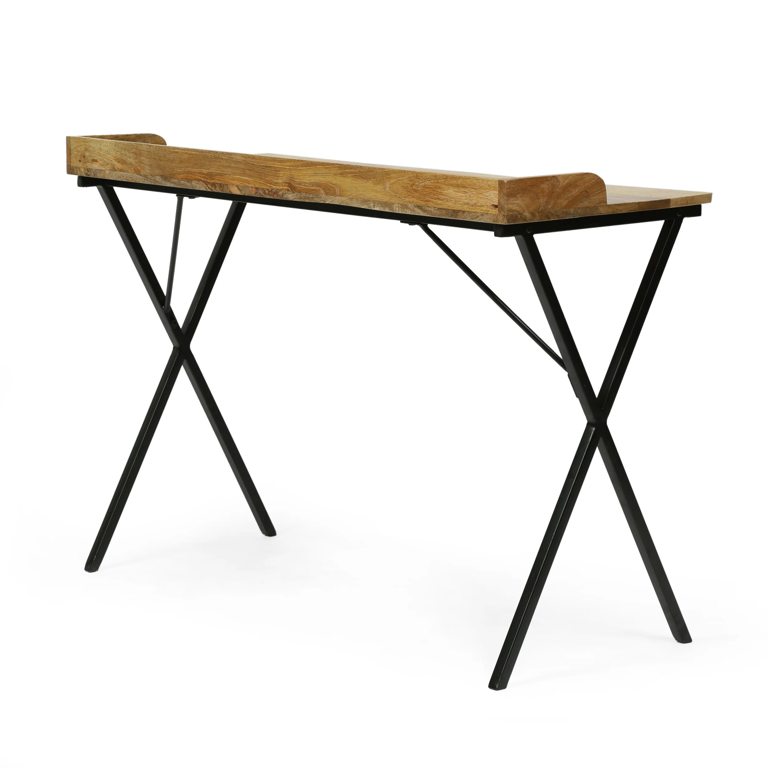 Bellbrook Modern Industrial Handmade Mango Wood Tray Top Console Table, Natural and Black - furnishings