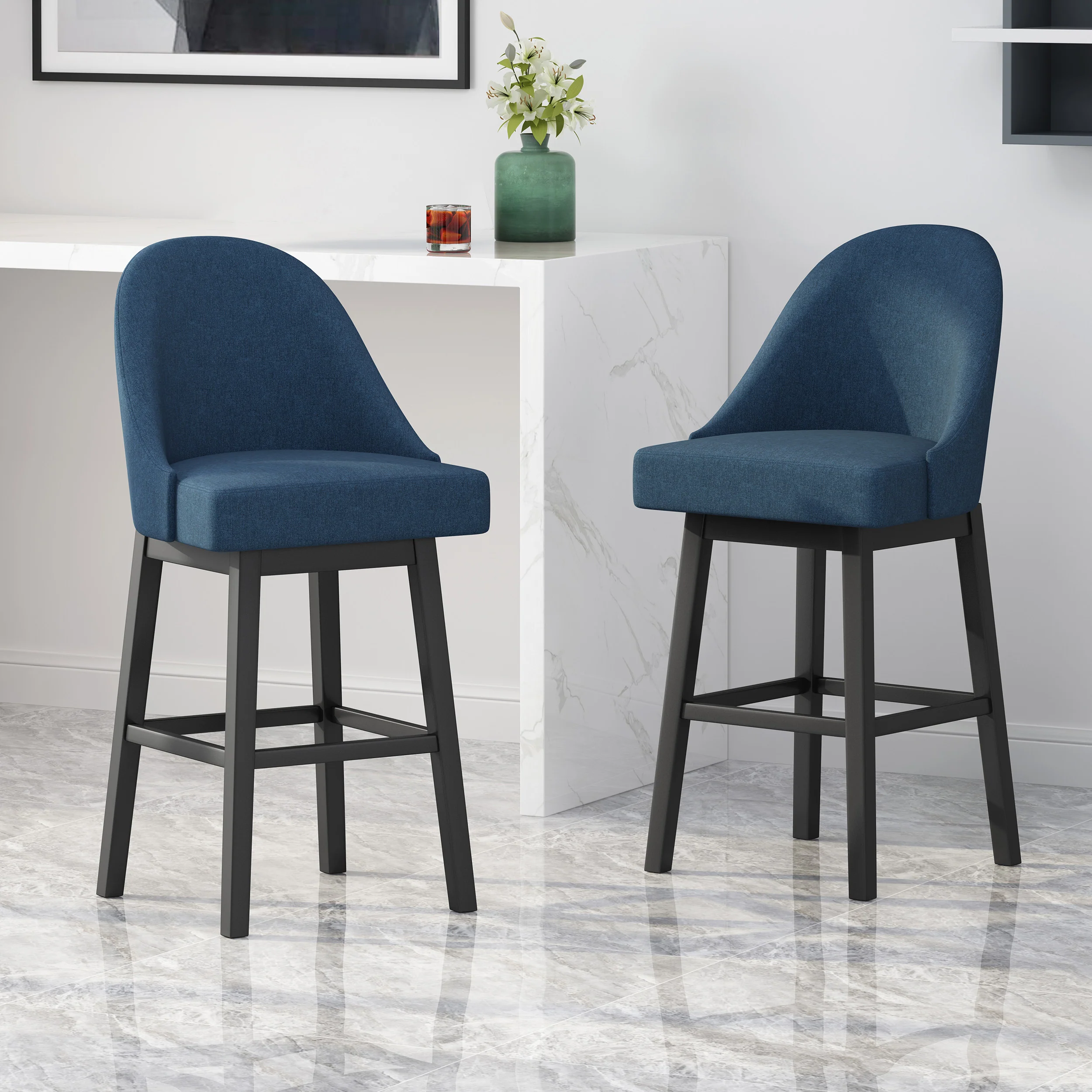 Andriel Modern Upholstered Swivel Bar Stool - furnishings