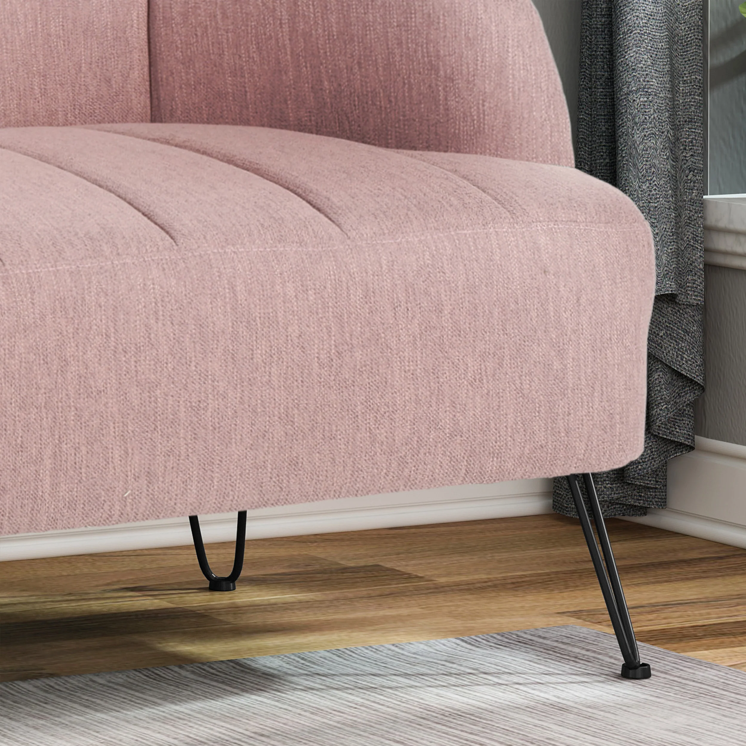 Kyra Modern Fabric Settee with Hairpin Legs - furnishings