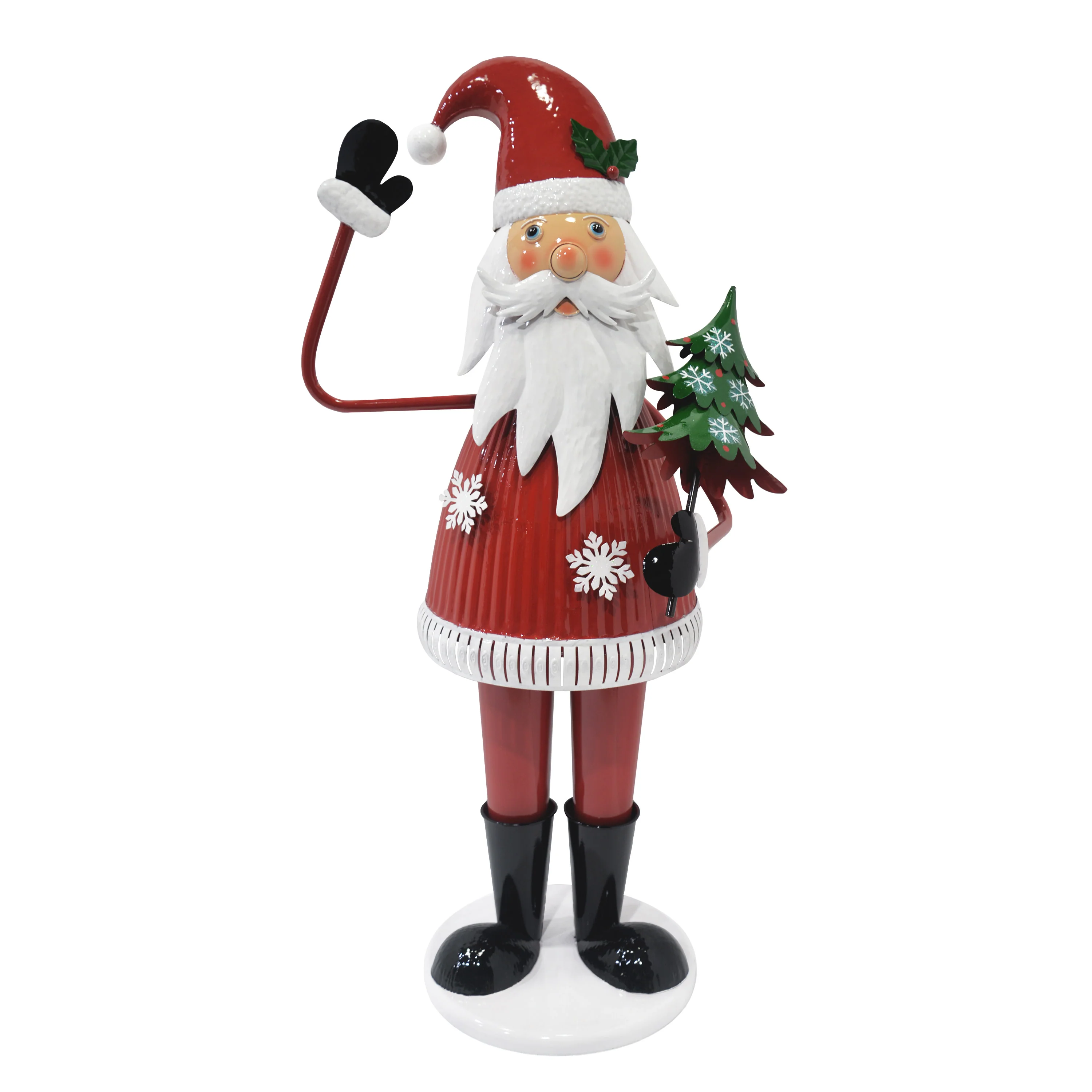 JoyfulJingle Cheerful Santa Claus Holding Tree and Waving Christmas decoration - furnishings