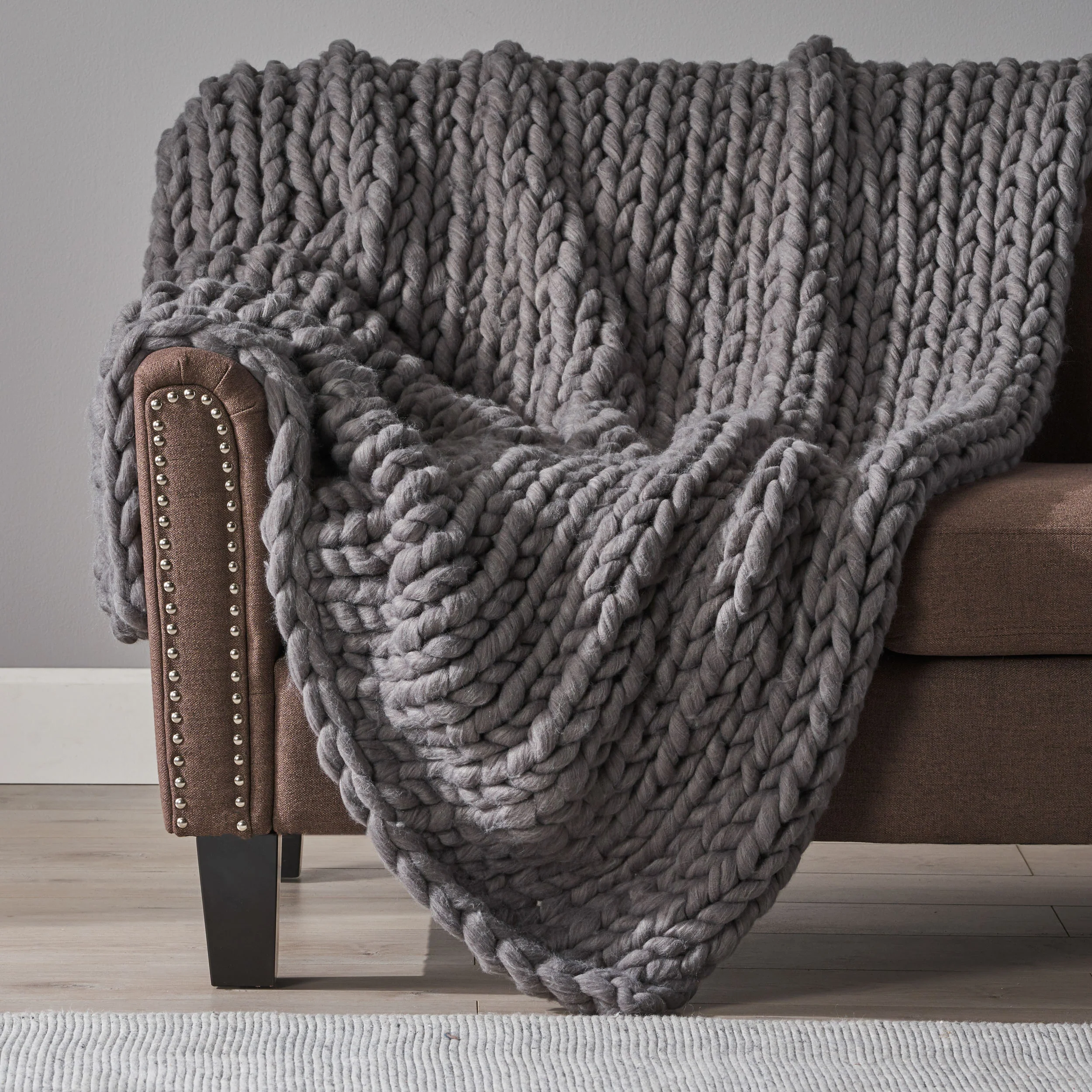 Jacqueline Modern Knit Stitch Fabric Rectangle Throw Blanket - furnishings
