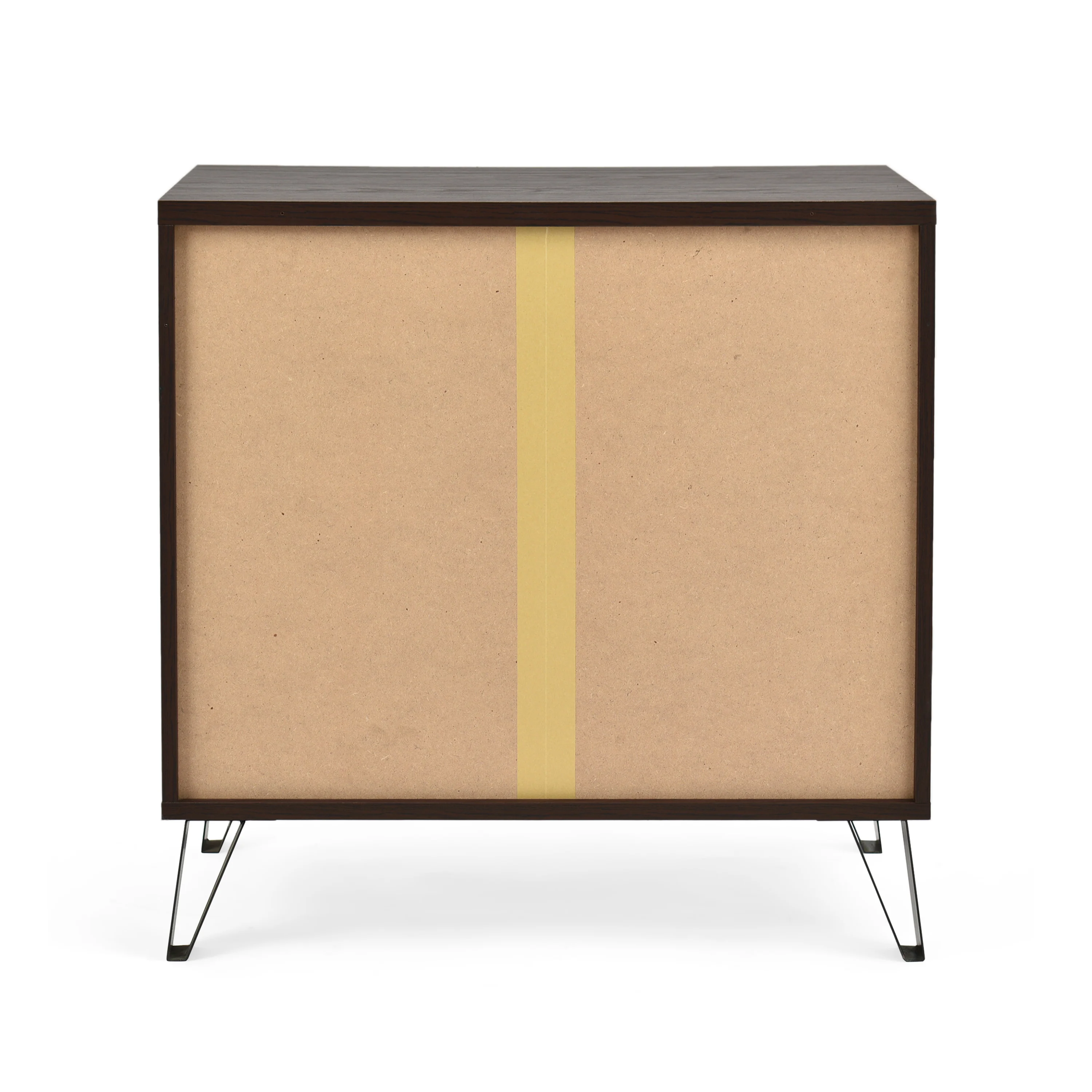 Demijen Modern Industrial 3 Drawer Wide Dresser, Walnut and Matte Black - furnishings