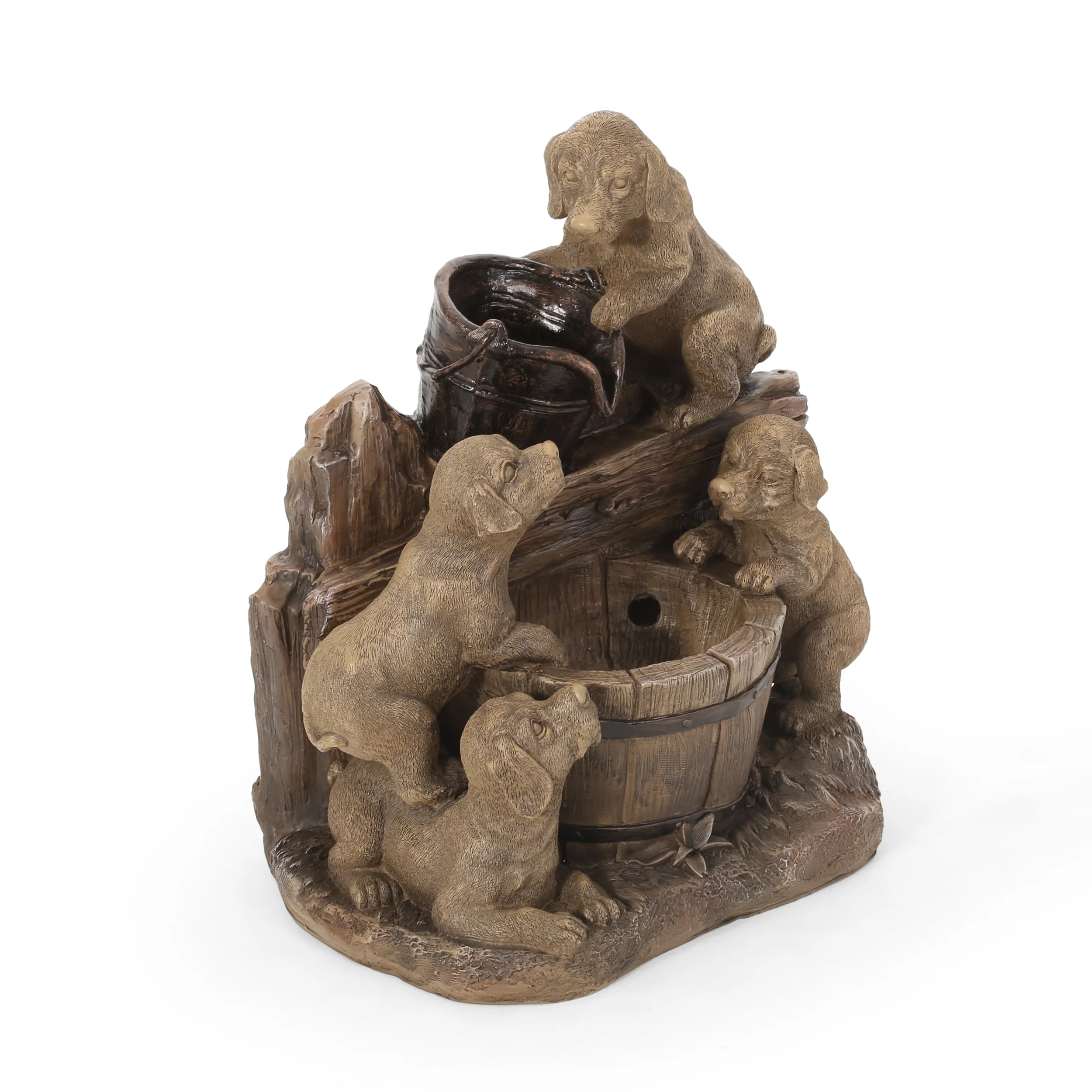 Tignall Outdoor Puppy Fountain, Light Brown - furnishings