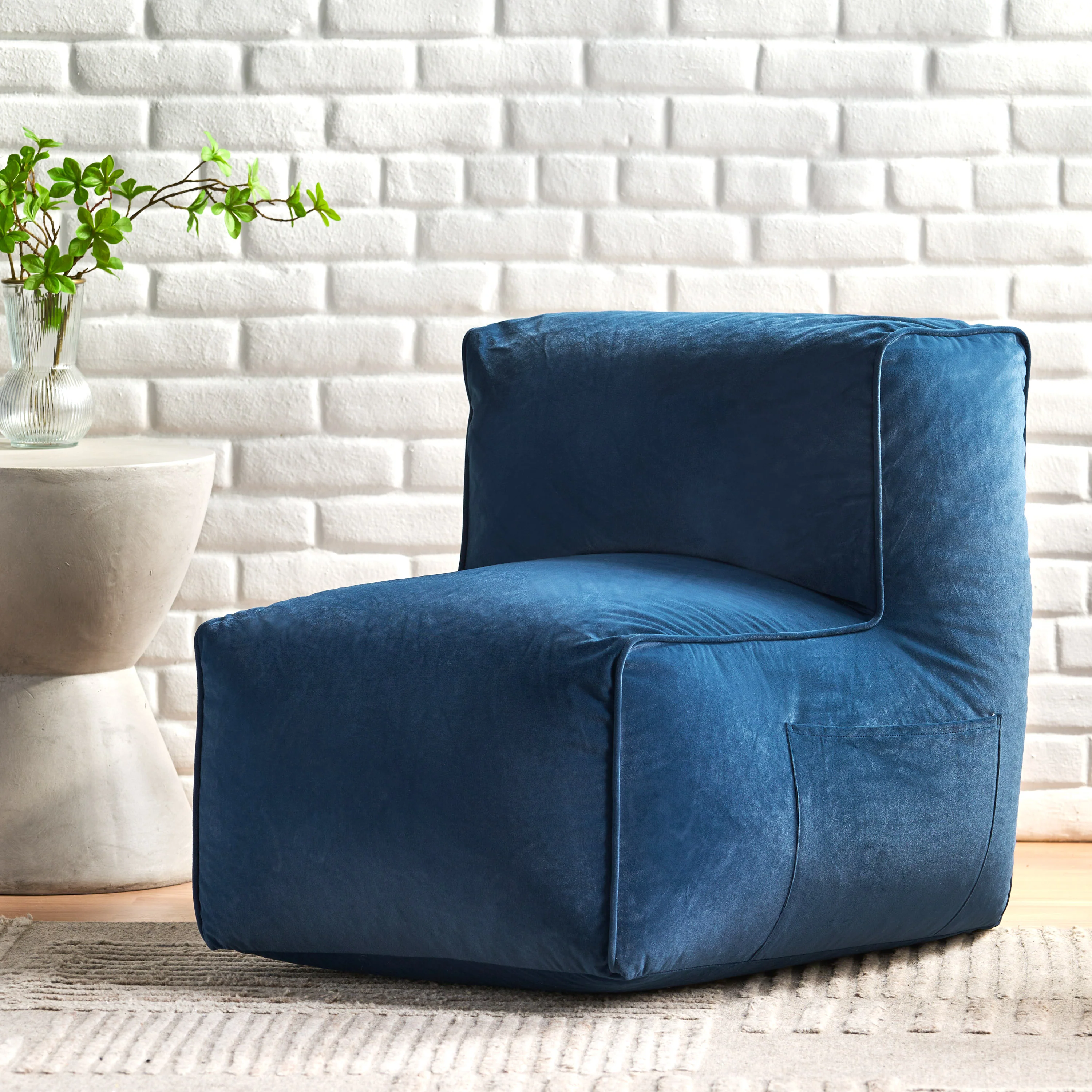 Caraway Modern Velvet Bean Bag Chair - furnishings