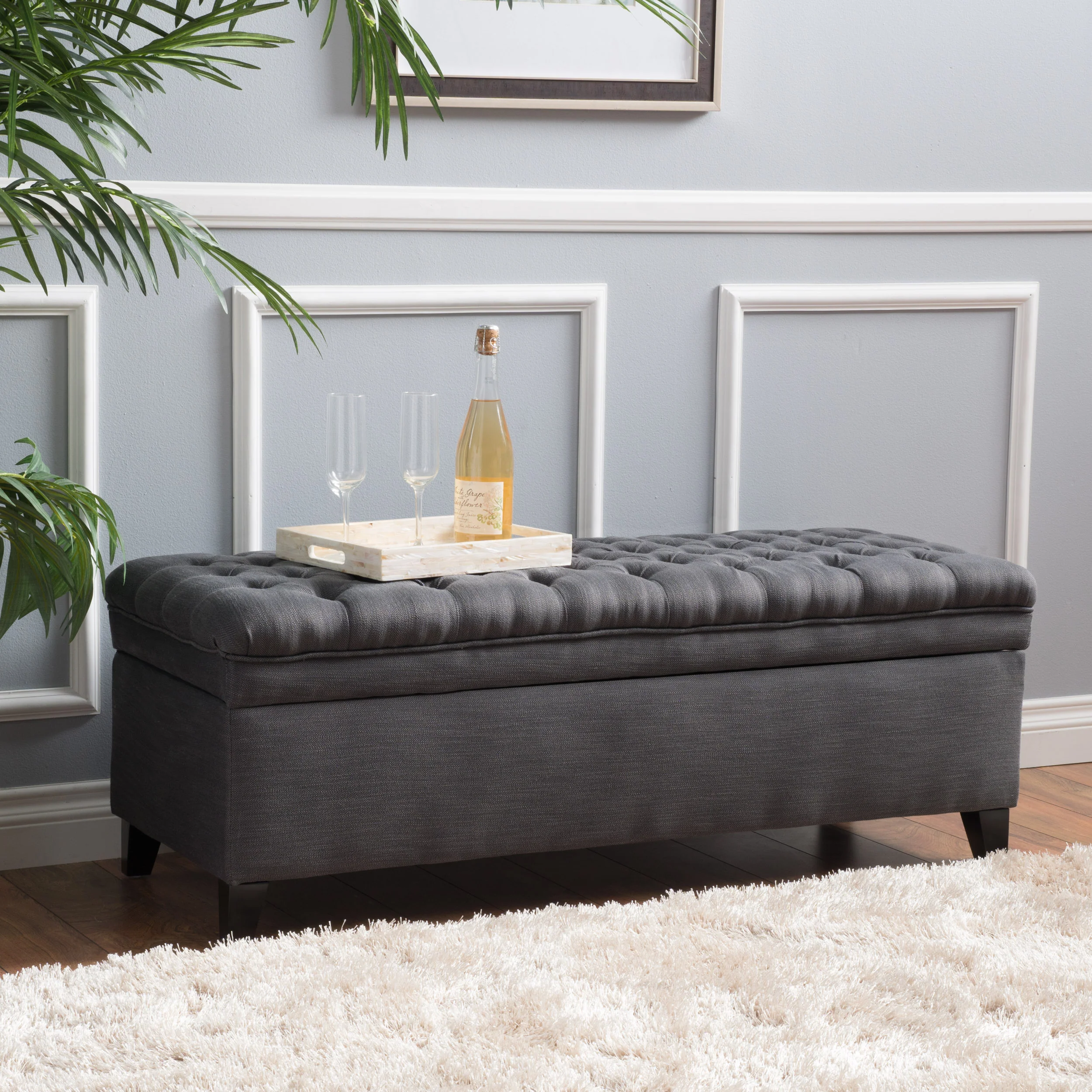 Laguna French Style Tufted Fabric Storage Ottoman Bench - furnishings