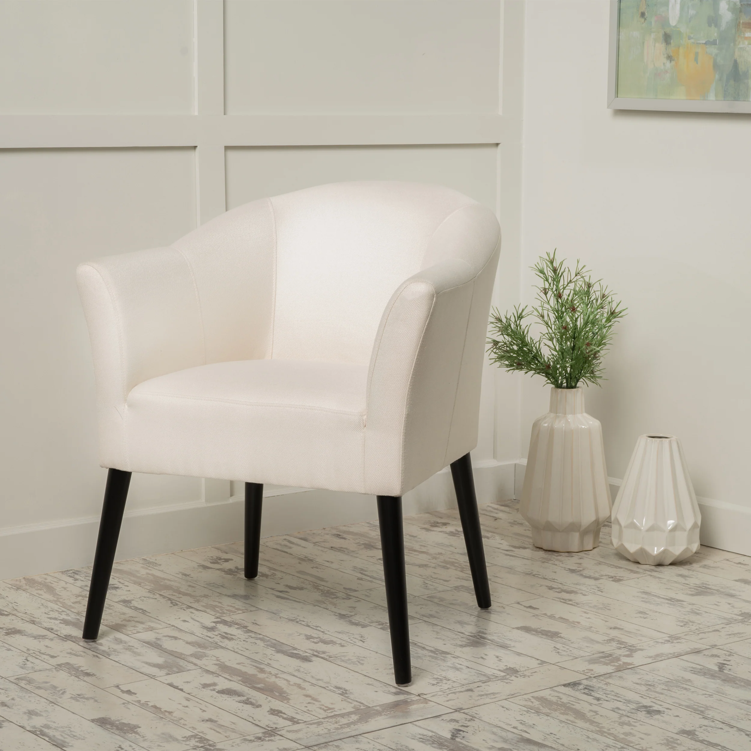 Charmaine Mid-Century Modern Low Back Fabric Accent Chair with Tapered Legs - furnishings