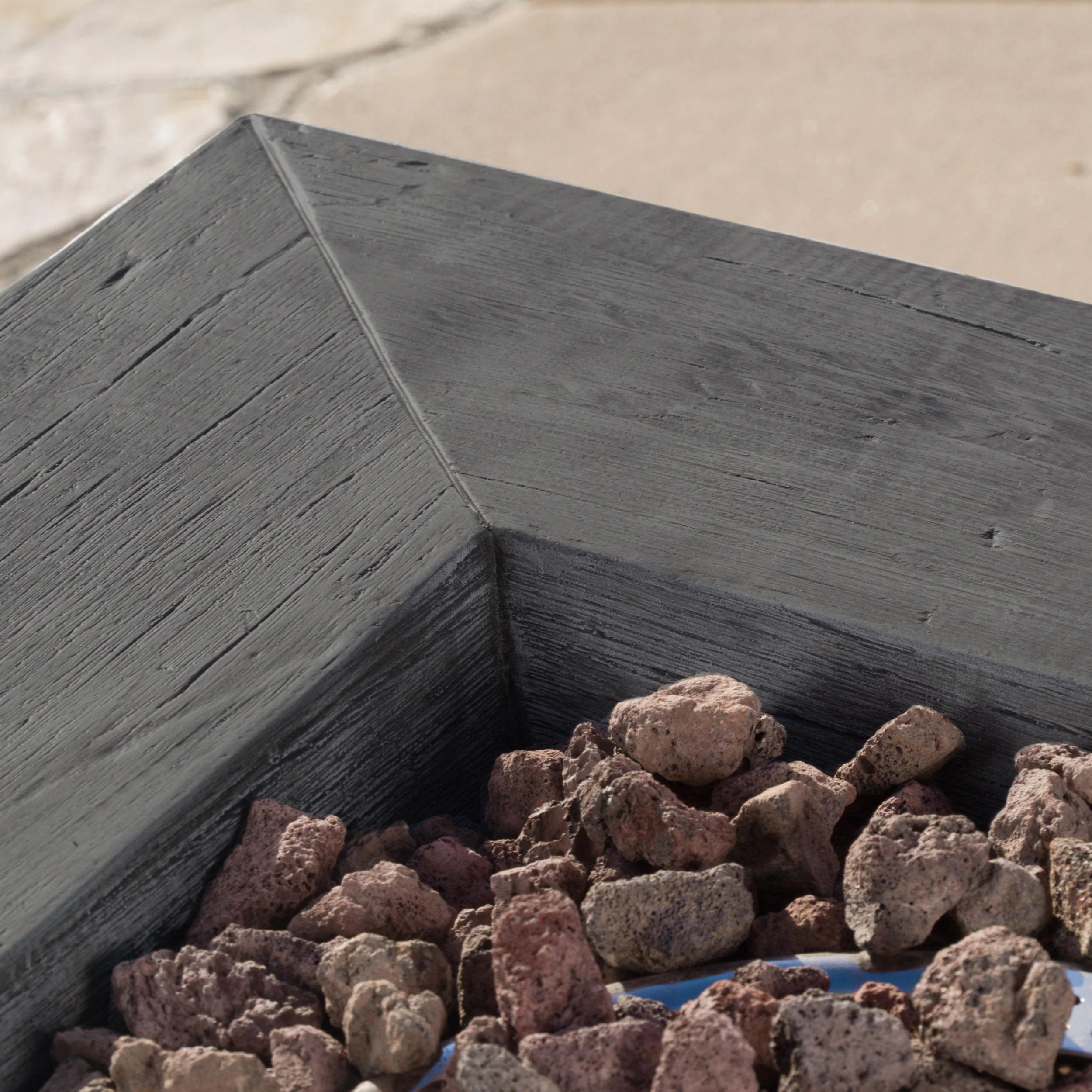 Vermont Outdoor 32-inch Square Liquid Propane Fire Pit with Lava Rocks - furnishings