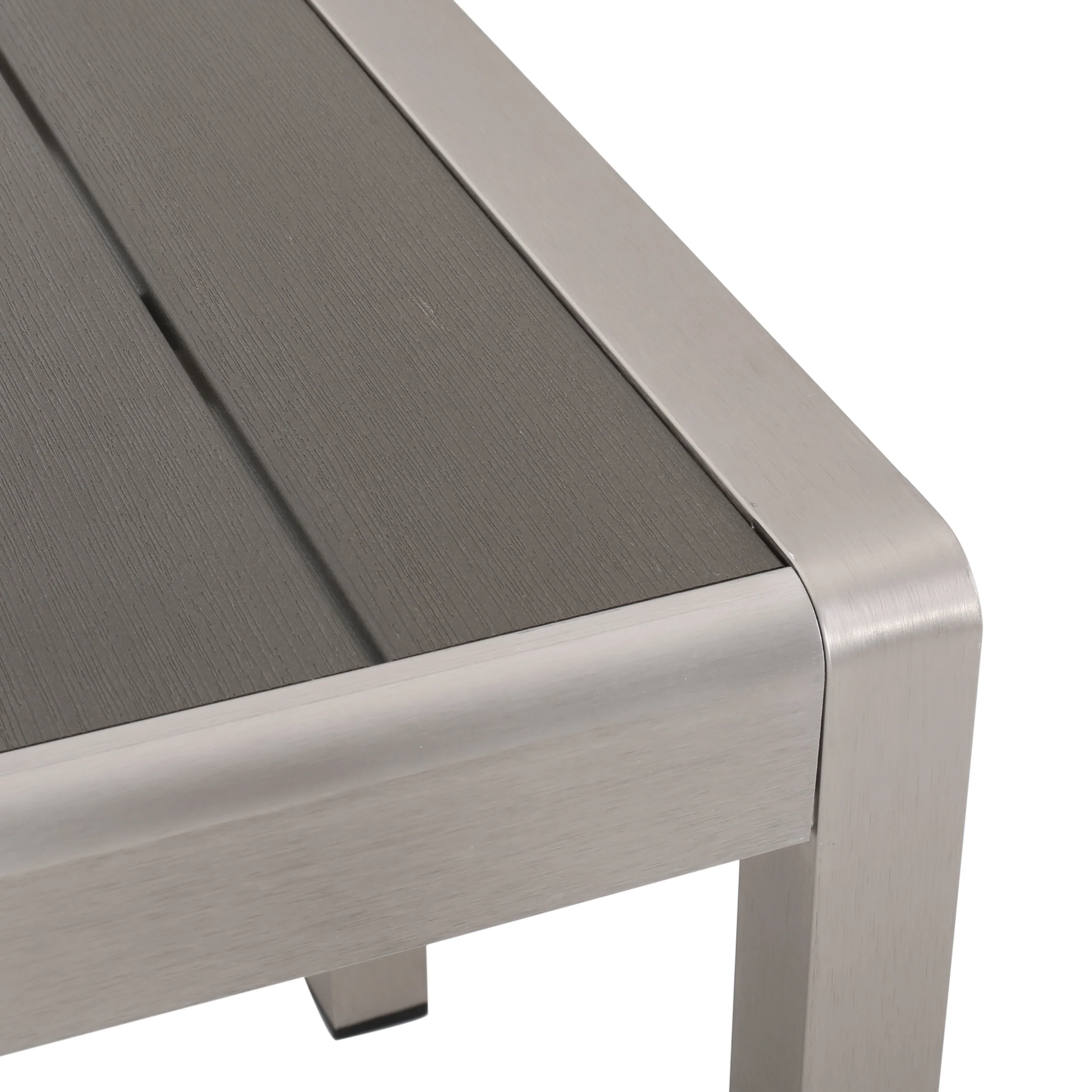 Cherie Outdoor Modern Aluminum Dining Bench with Faux Wood Seat - furnishings