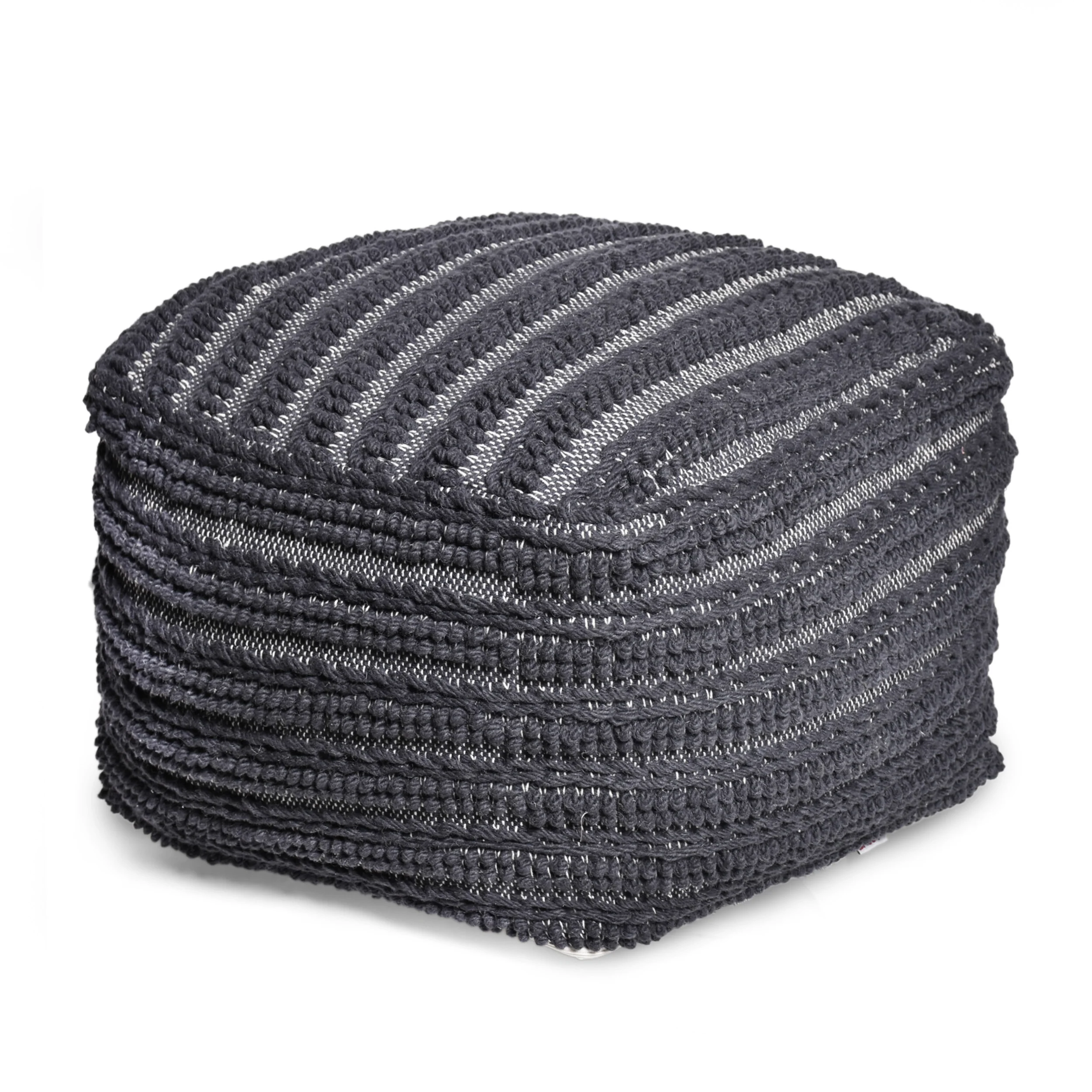 Marcia Boho Handcrafted Large Fabric Square Pouf - furnishings