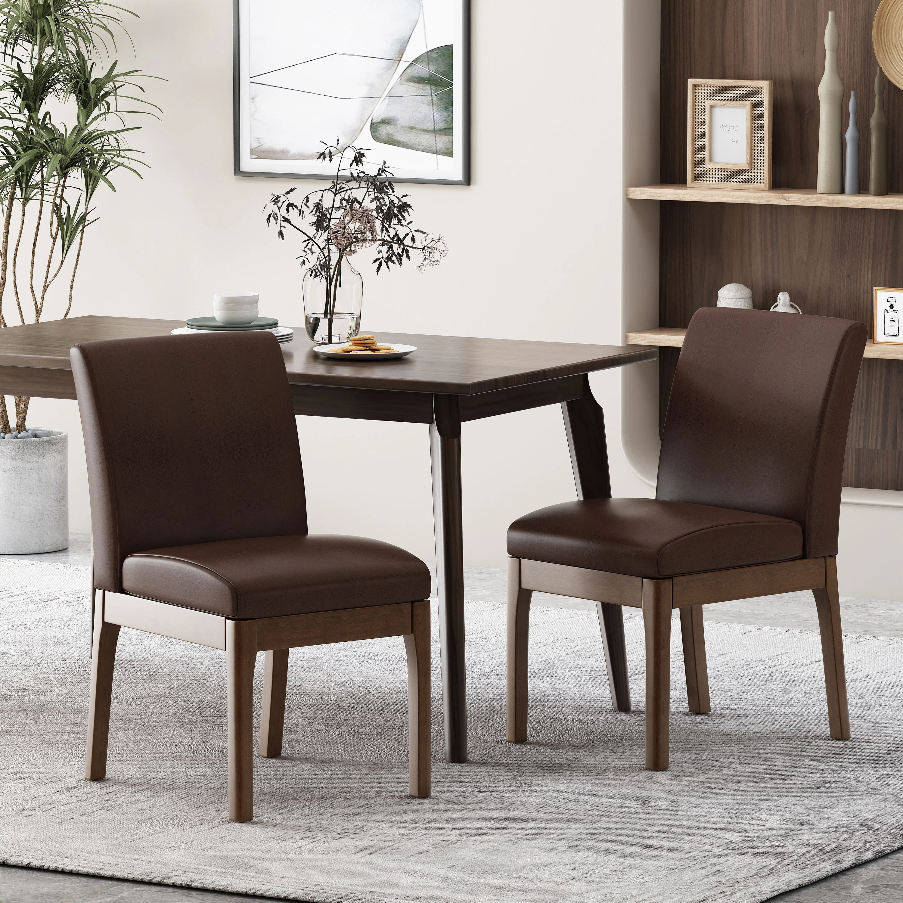 Hampton Mid Century Modern Upholstered Dining Chairs, Set of 2 - furnishings