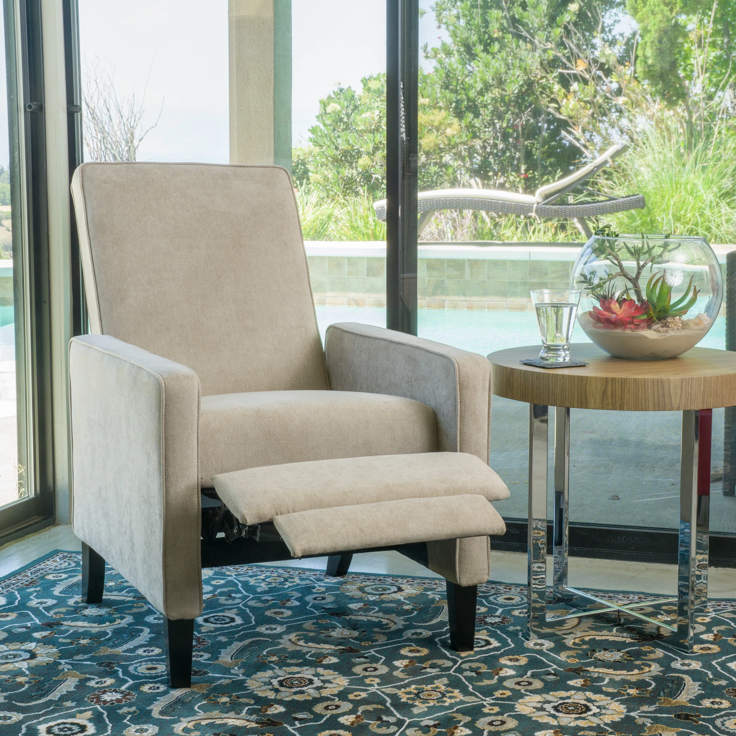 Olinda Minimalist Style Fabric Recliner Chair - furnishings