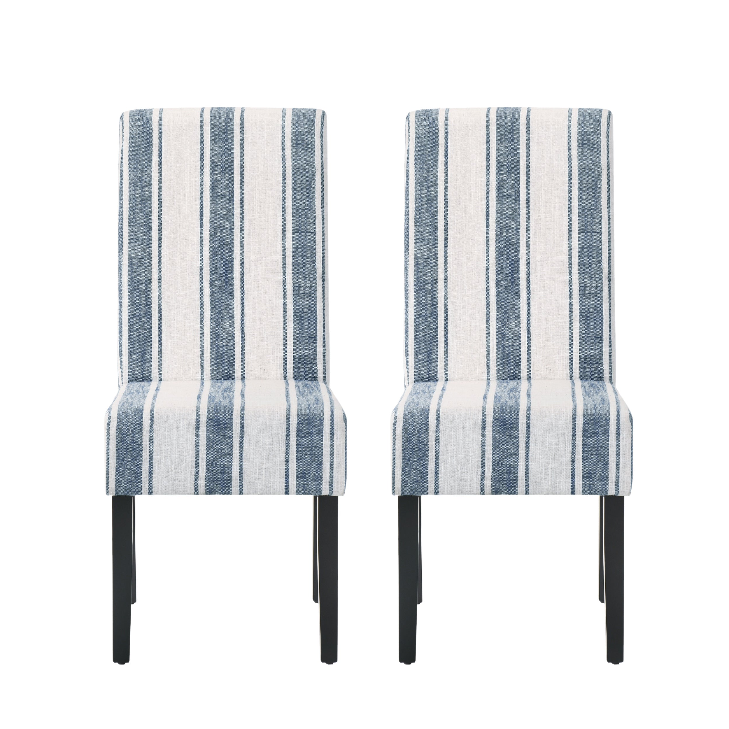 Percival Contemporary Upholstered Striped Dining Chairs, Set of 2 - furnishings