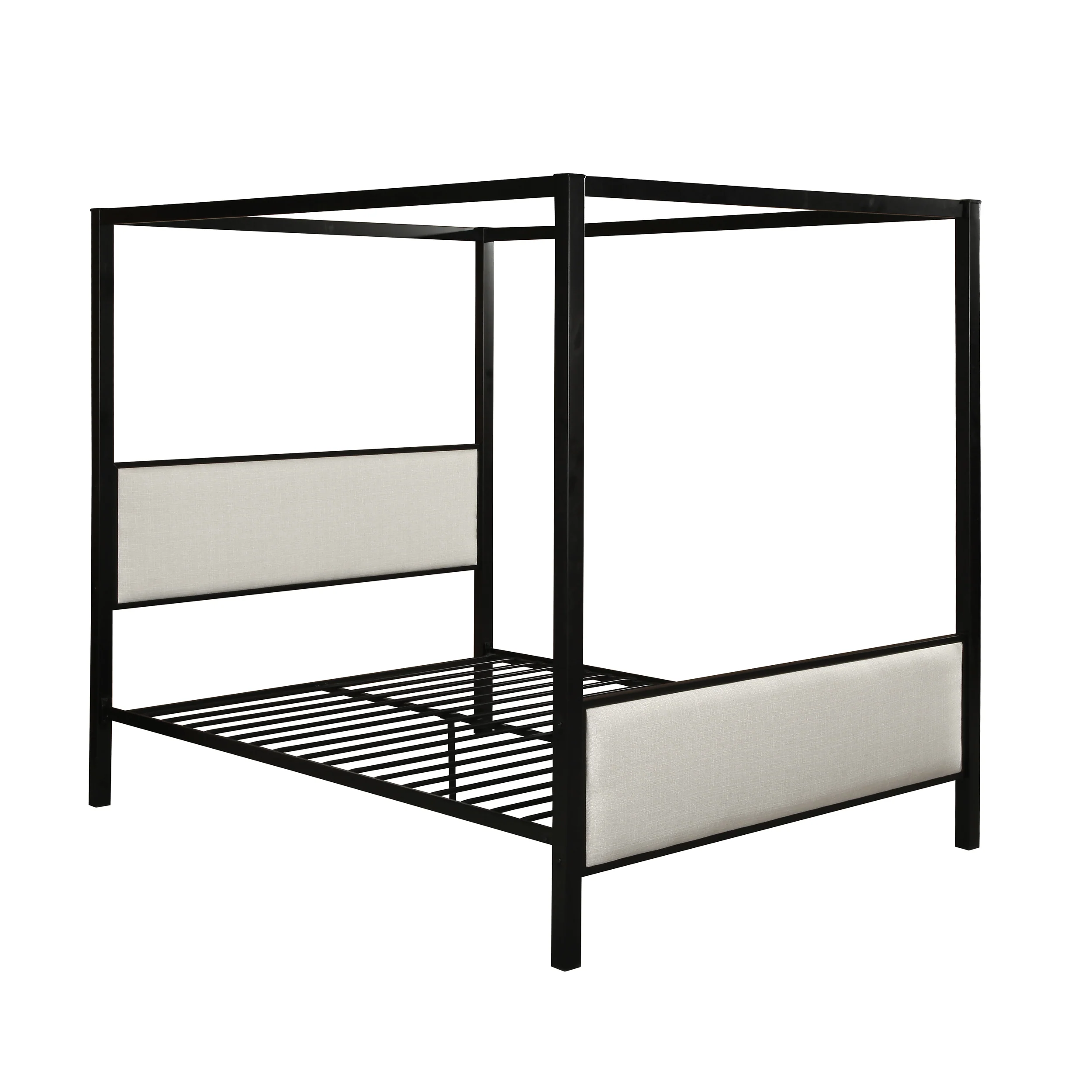 Kama Traditional Fabric Canopy Queen Bed with Iron Frame - furnishings