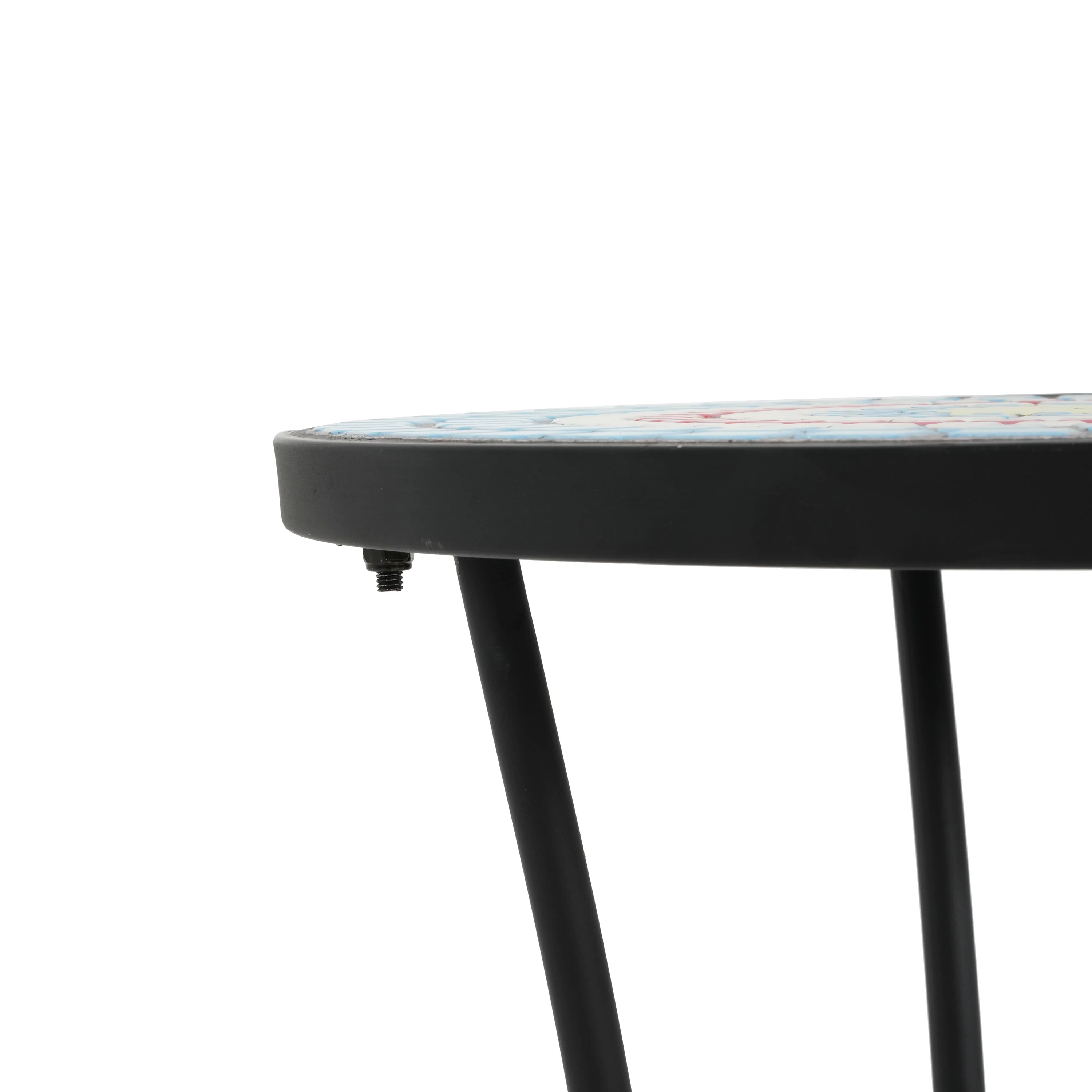 Eulalie Outdoor Patio Round Side Table with Shelf - furnishings