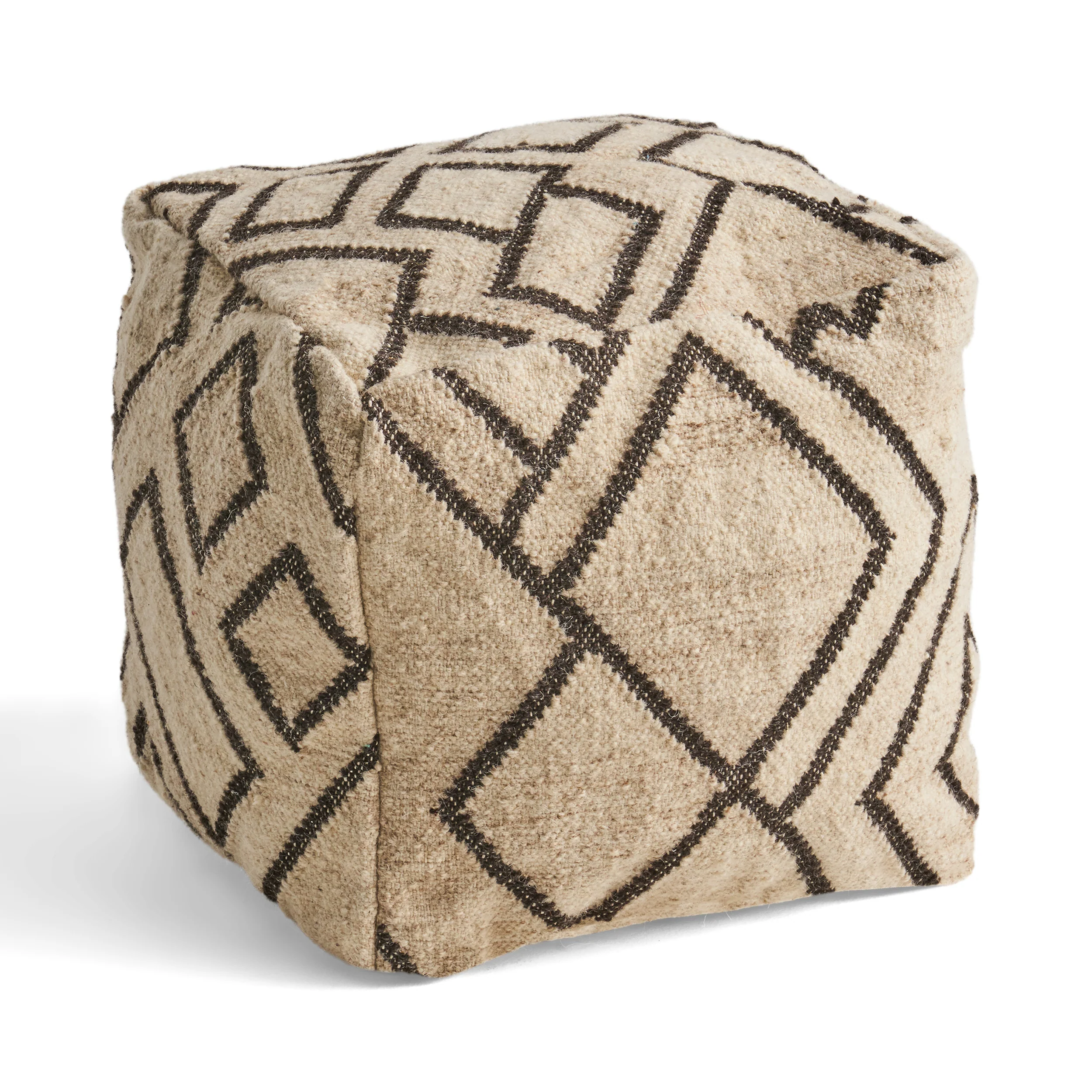 Lucciano Boho Wool and Cotton Ottoman Pouf - furnishings