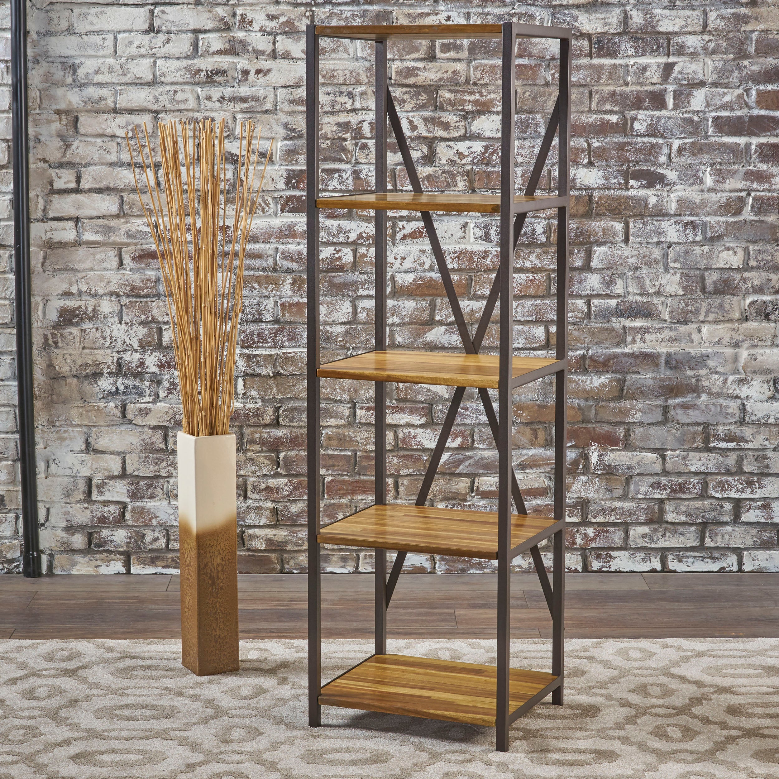 Relee 4 Shelf Wood & Metal Etagere Bookcase - furnishings