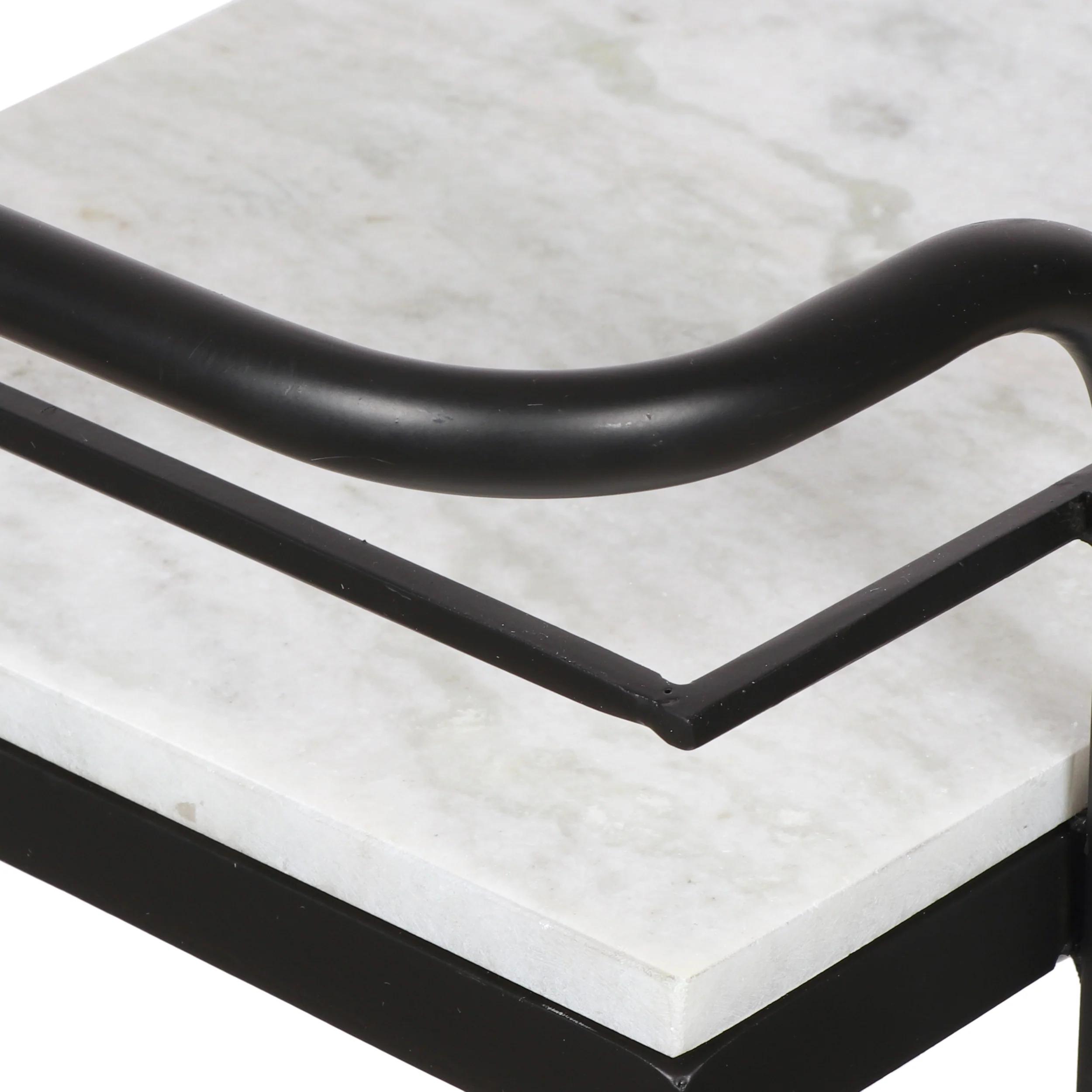 Maria Modern Glam 3 Tier Bar Cart with Marble Shelving, Black and White - furnishings