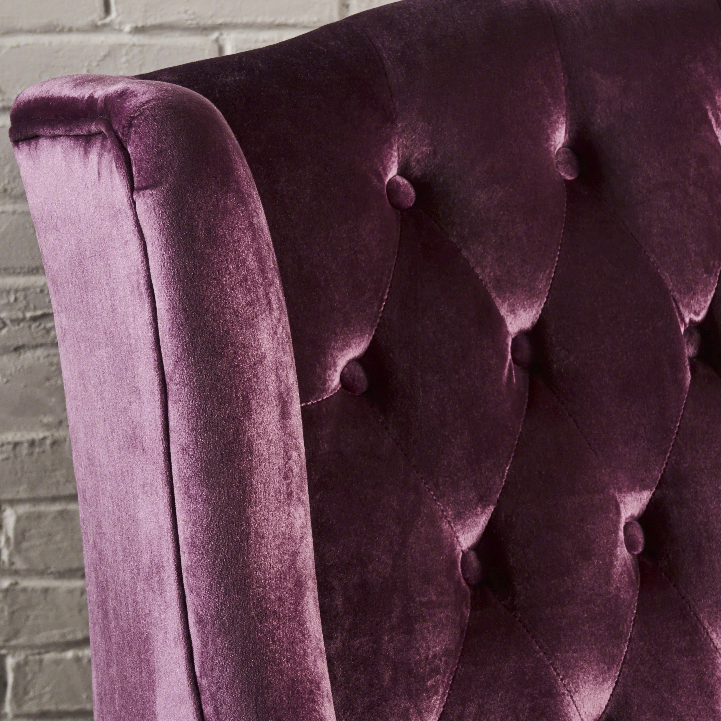 Leona French Style High Back Tufted Winged Velvet Loveseat - furnishings