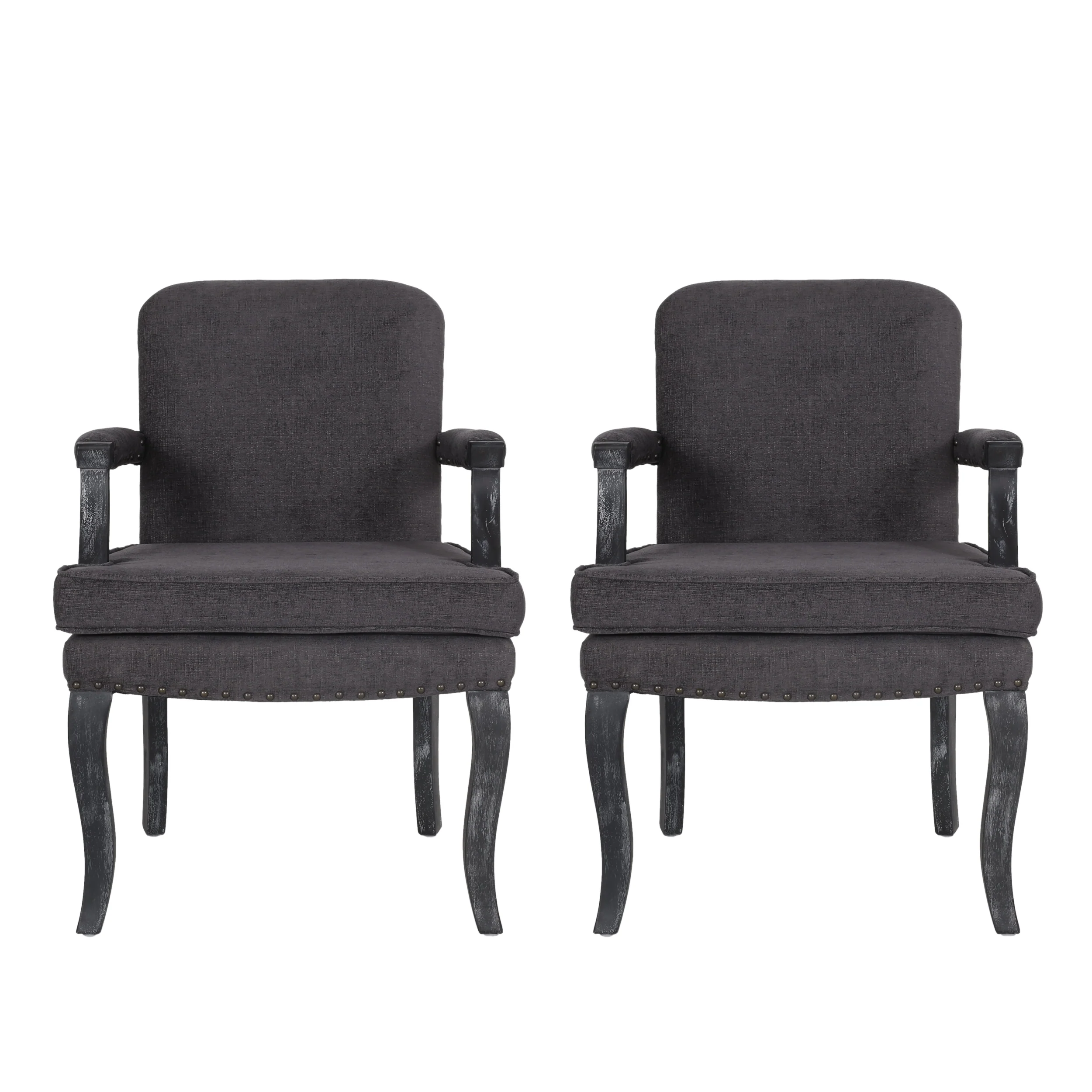 Tim French Country Dining Arm Chair with Nailhead Trim, Set of 2 - furnishings
