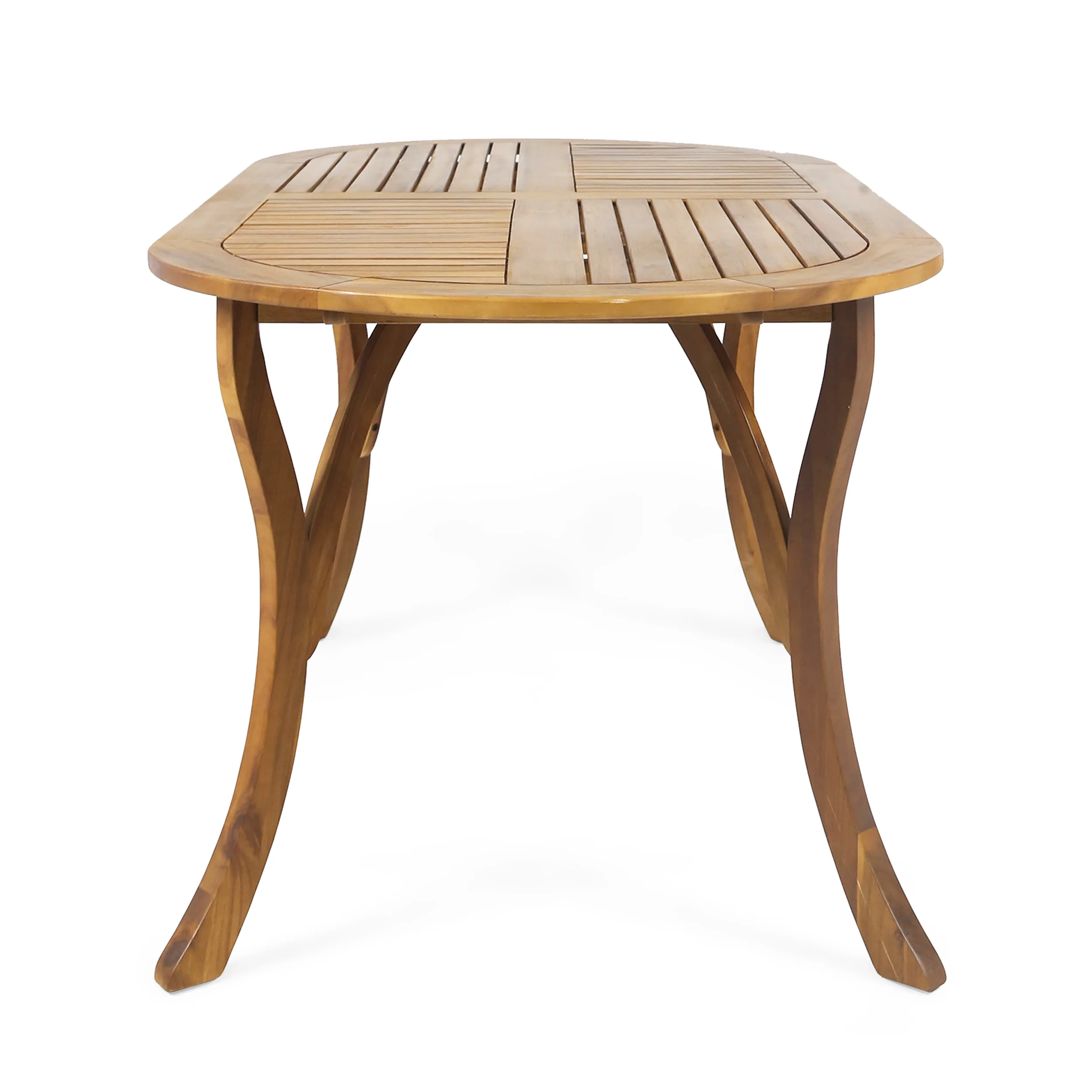 Epps Outdoor 7 Piece Acacia Wood and Wicker Dining Set, Teak with Multi Brown Chairs - furnishings