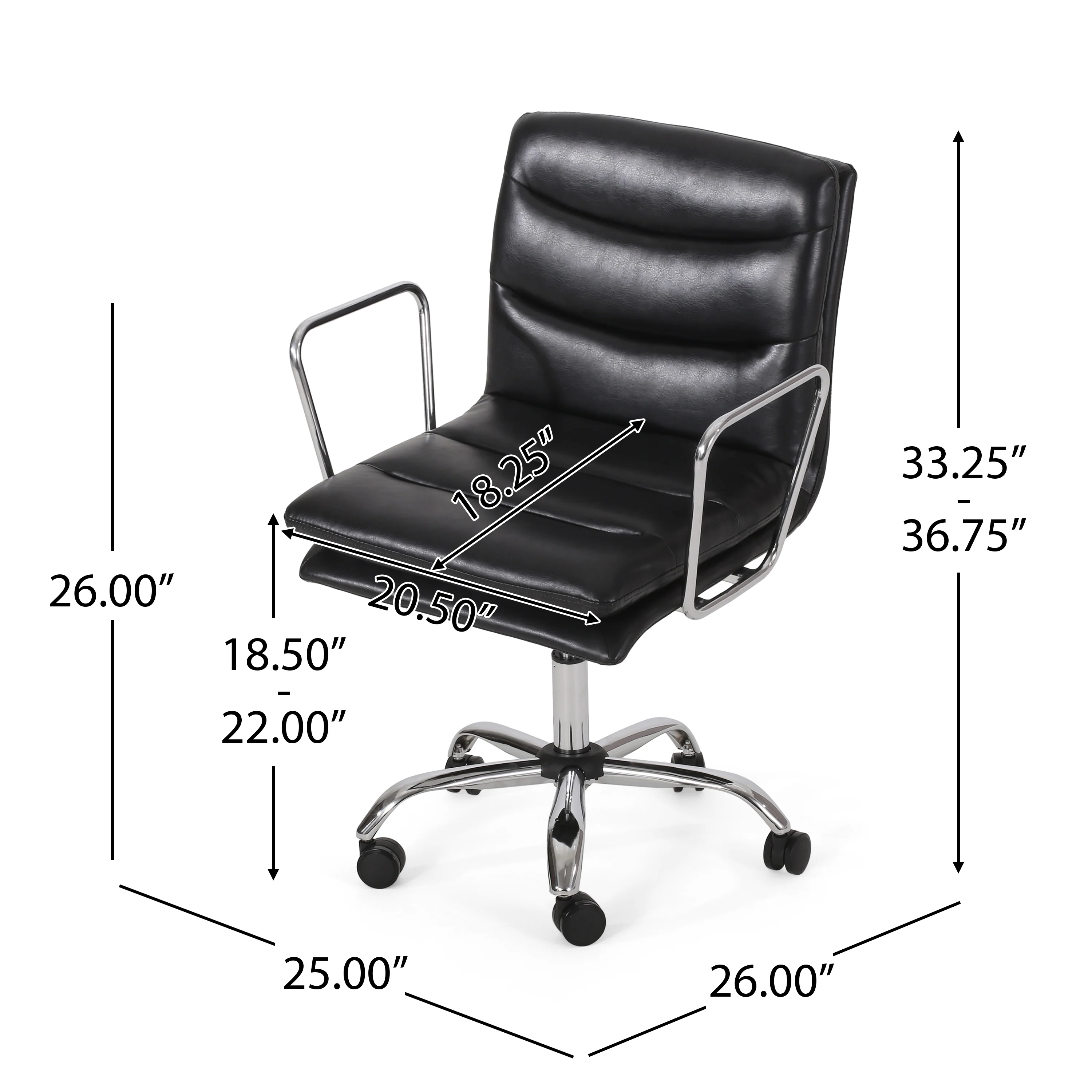 Gould Contemporary Faux Leather Channel Stitch Swivel Office Chair - furnishings