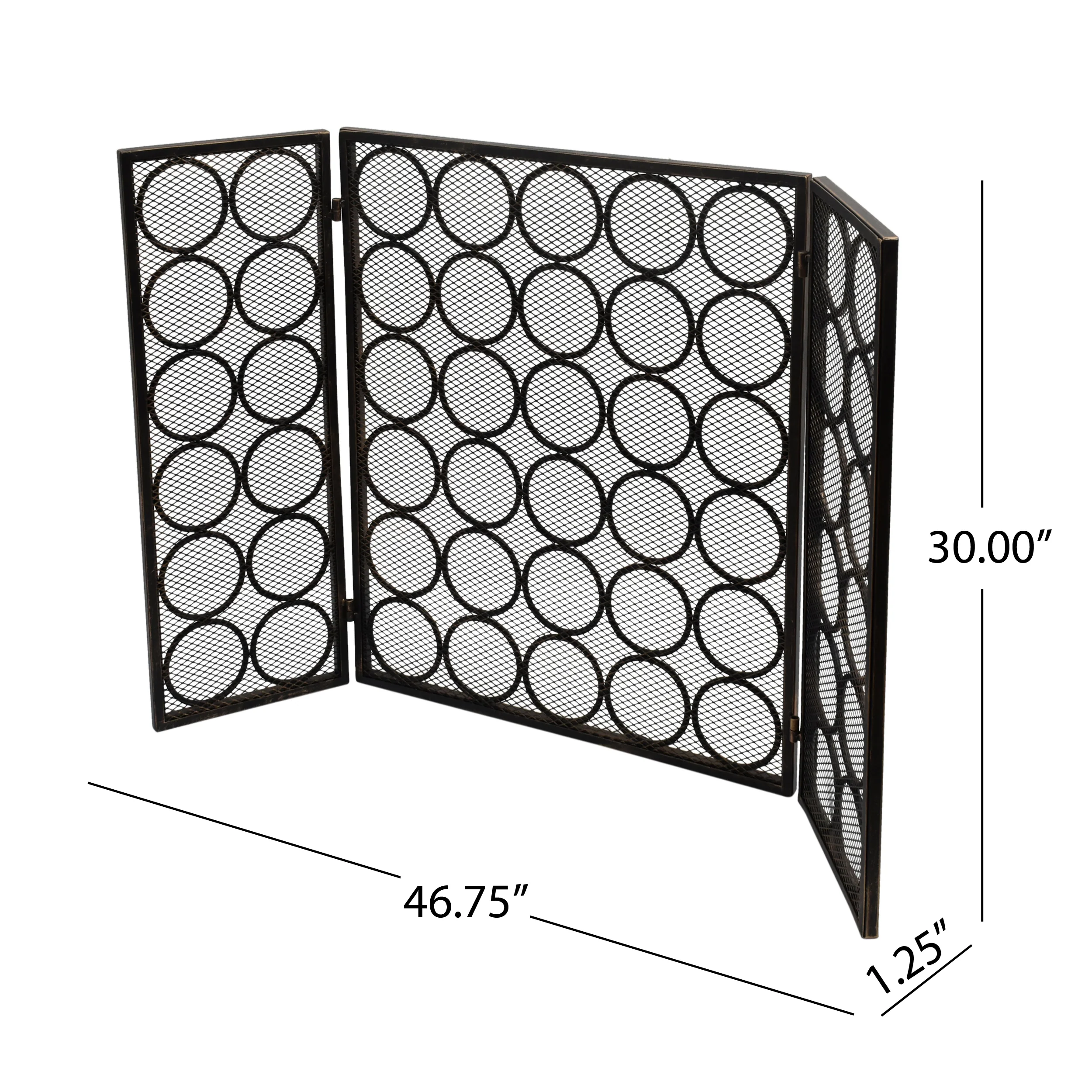 Koda Modern Three Panel Iron Firescreen - furnishings